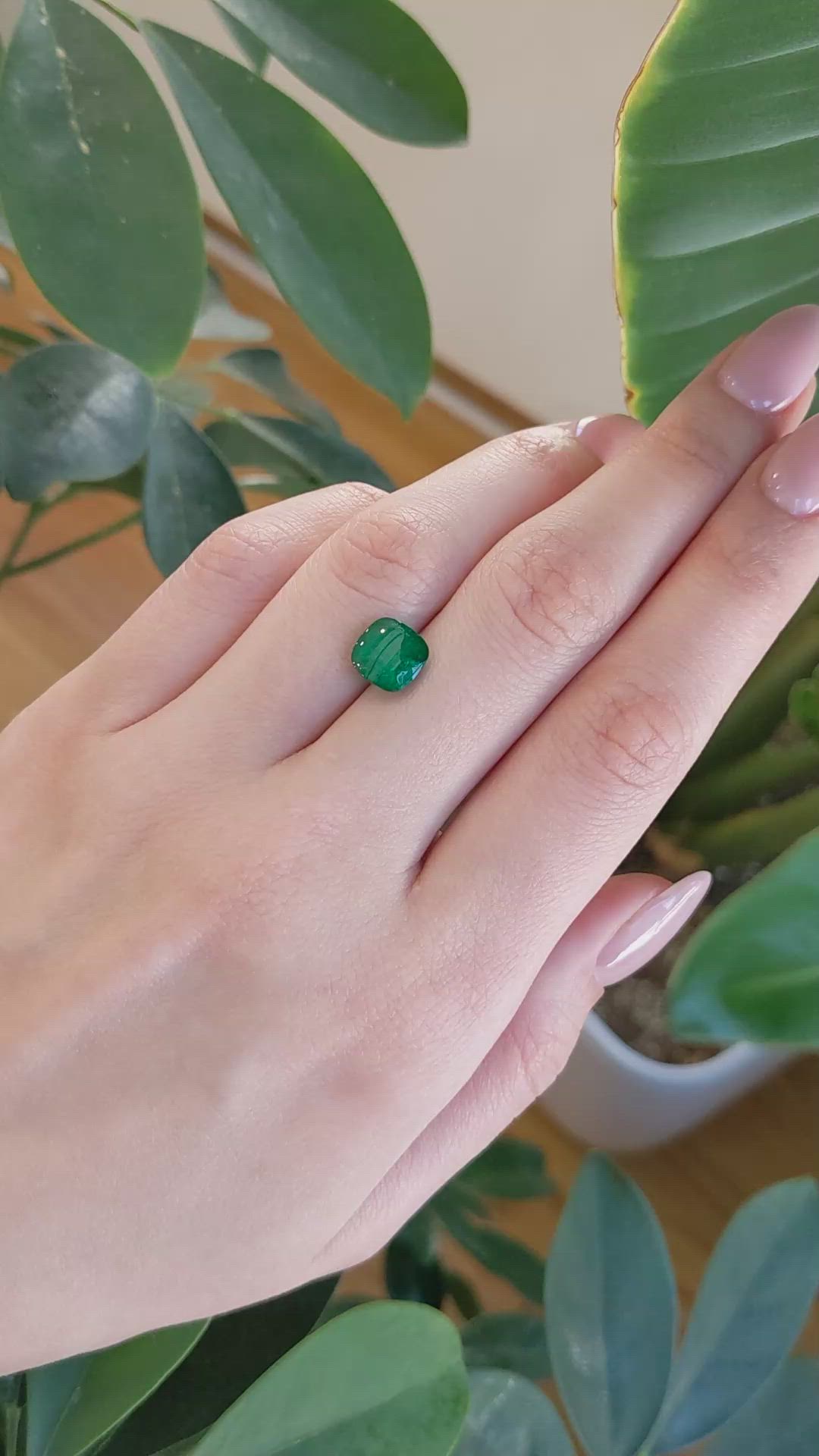 2.79 Ct. Cabochon Emerald from Afghanistan Size Video