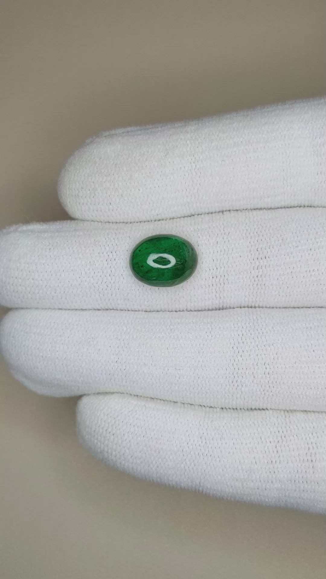 3.75 Ct. Cabochon Emerald from Zambia Size Video