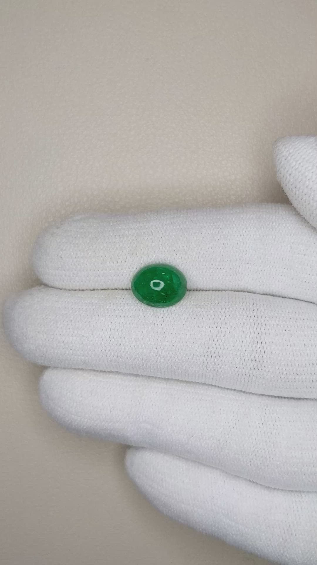 2.35 Ct. Cabochon Emerald from Zambia Size Video