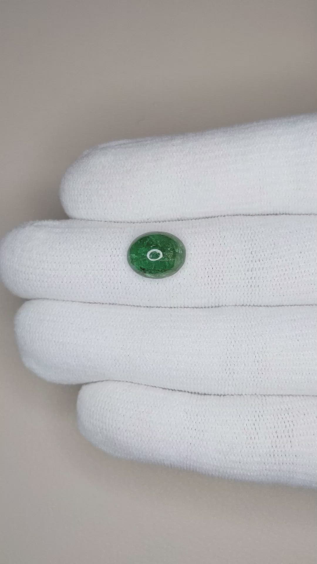 3.43 Ct. Cabochon Emerald from Zambia Size Video