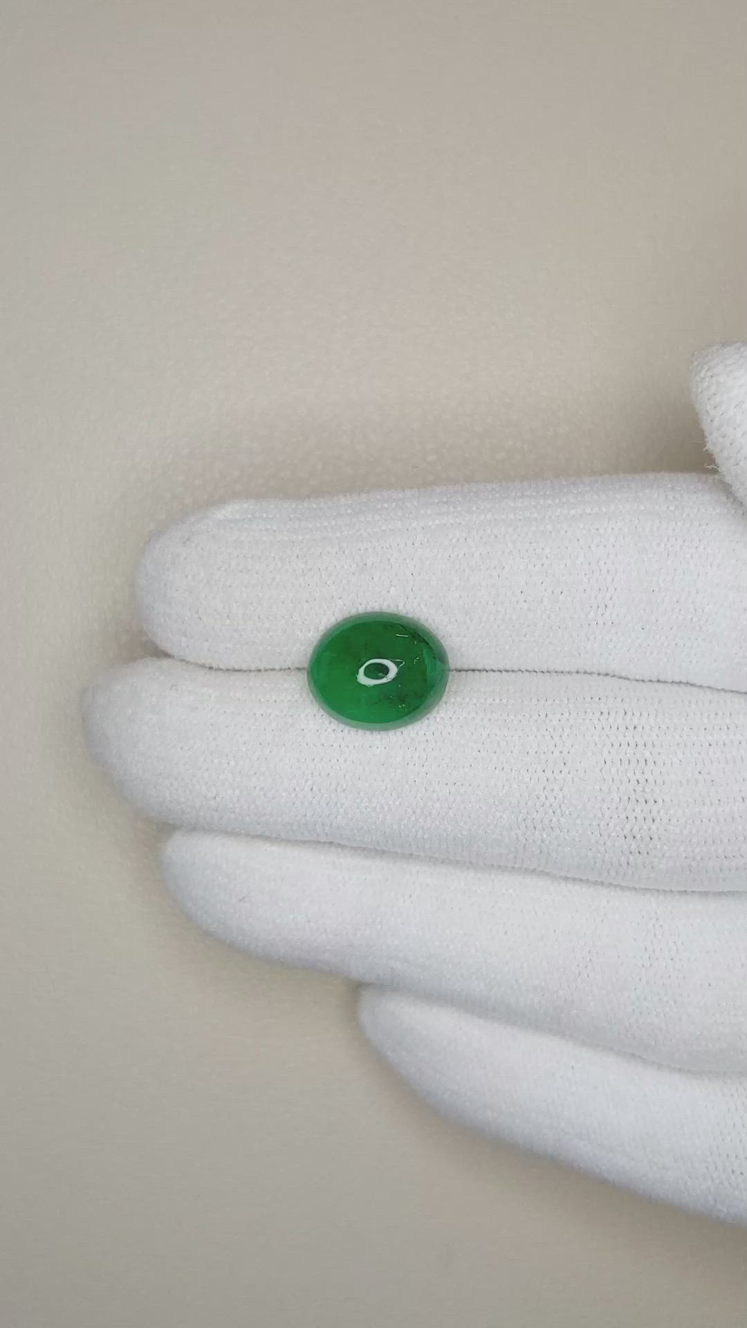 3.53 Ct. Cabochon Emerald from Zambia Size Video