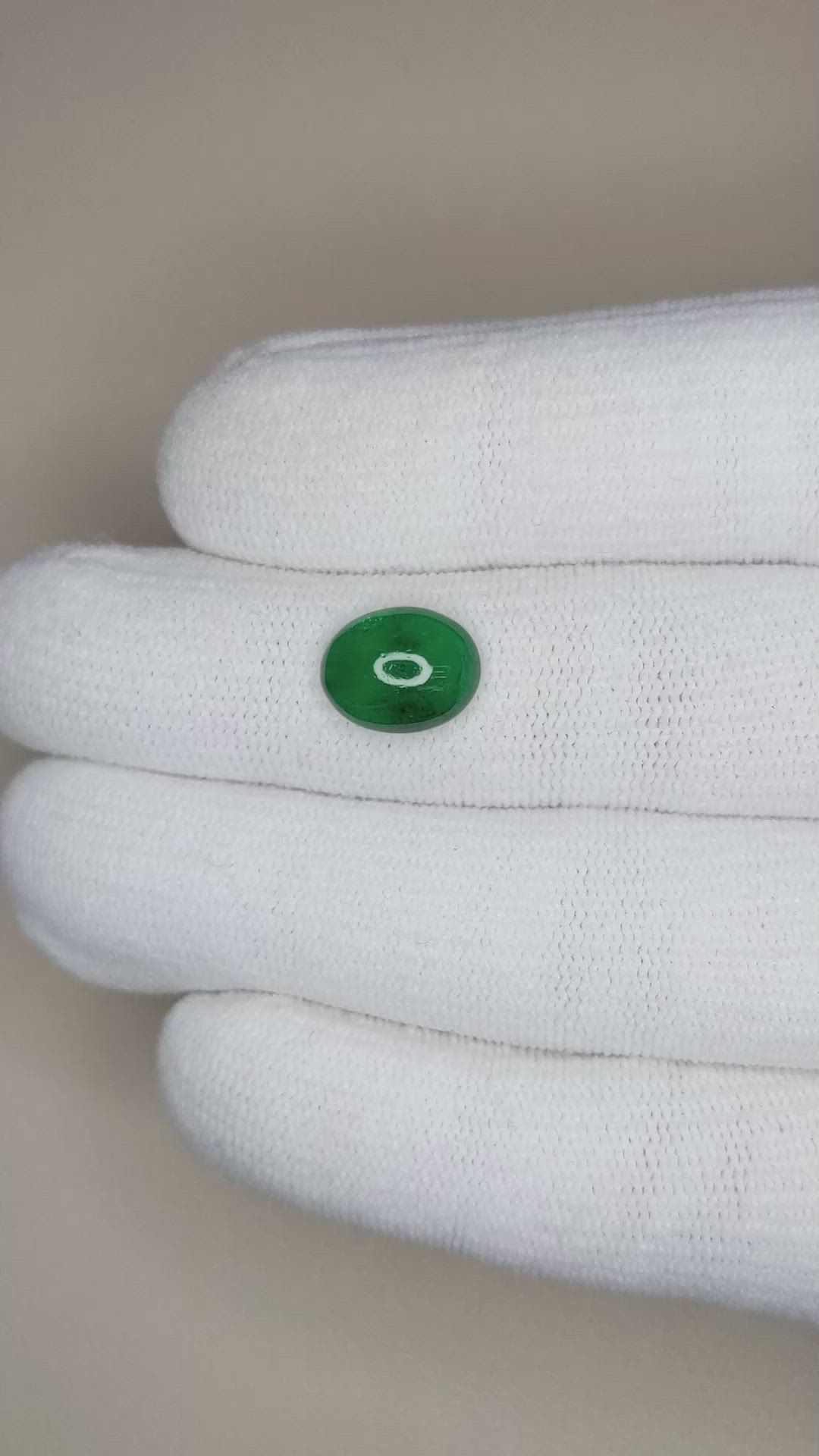 2.60 Ct. Cabochon Emerald from Zambia Size Video