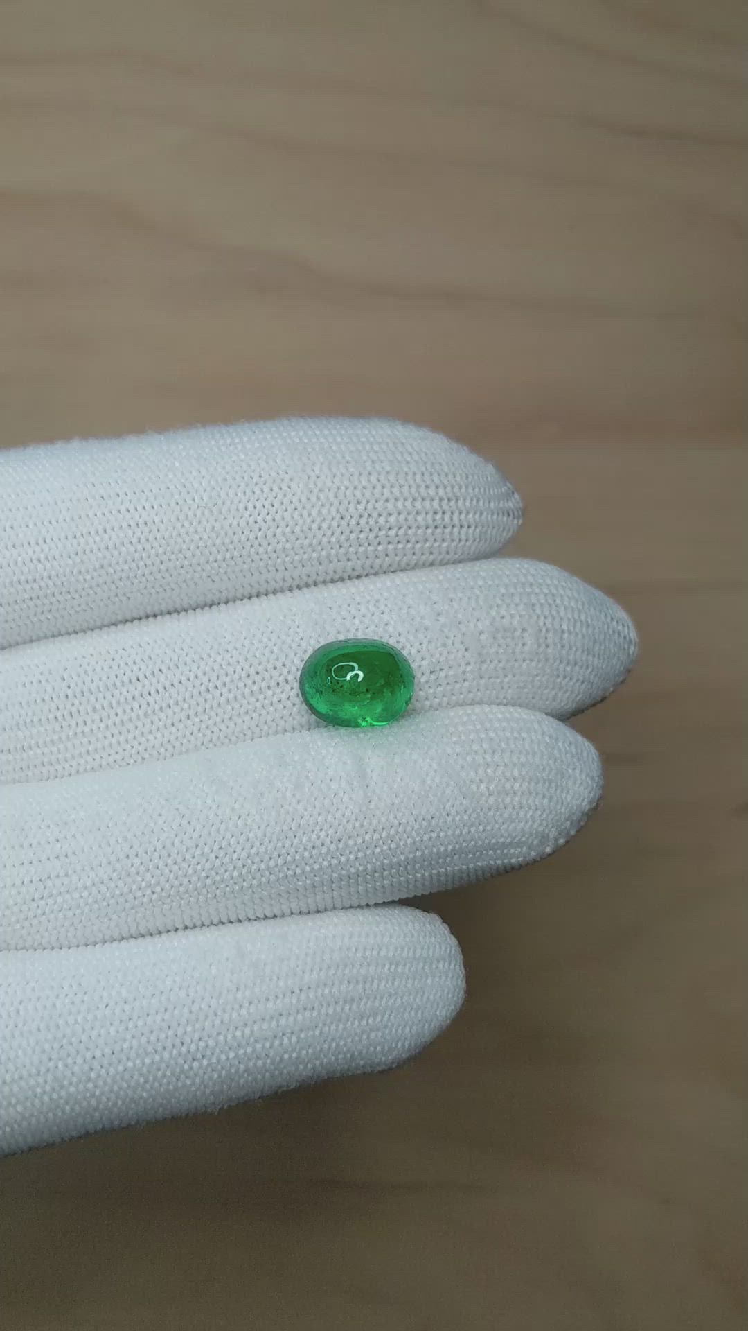 4.90 Ct. Cabochon Emerald from Colombia - Muzo Size Video