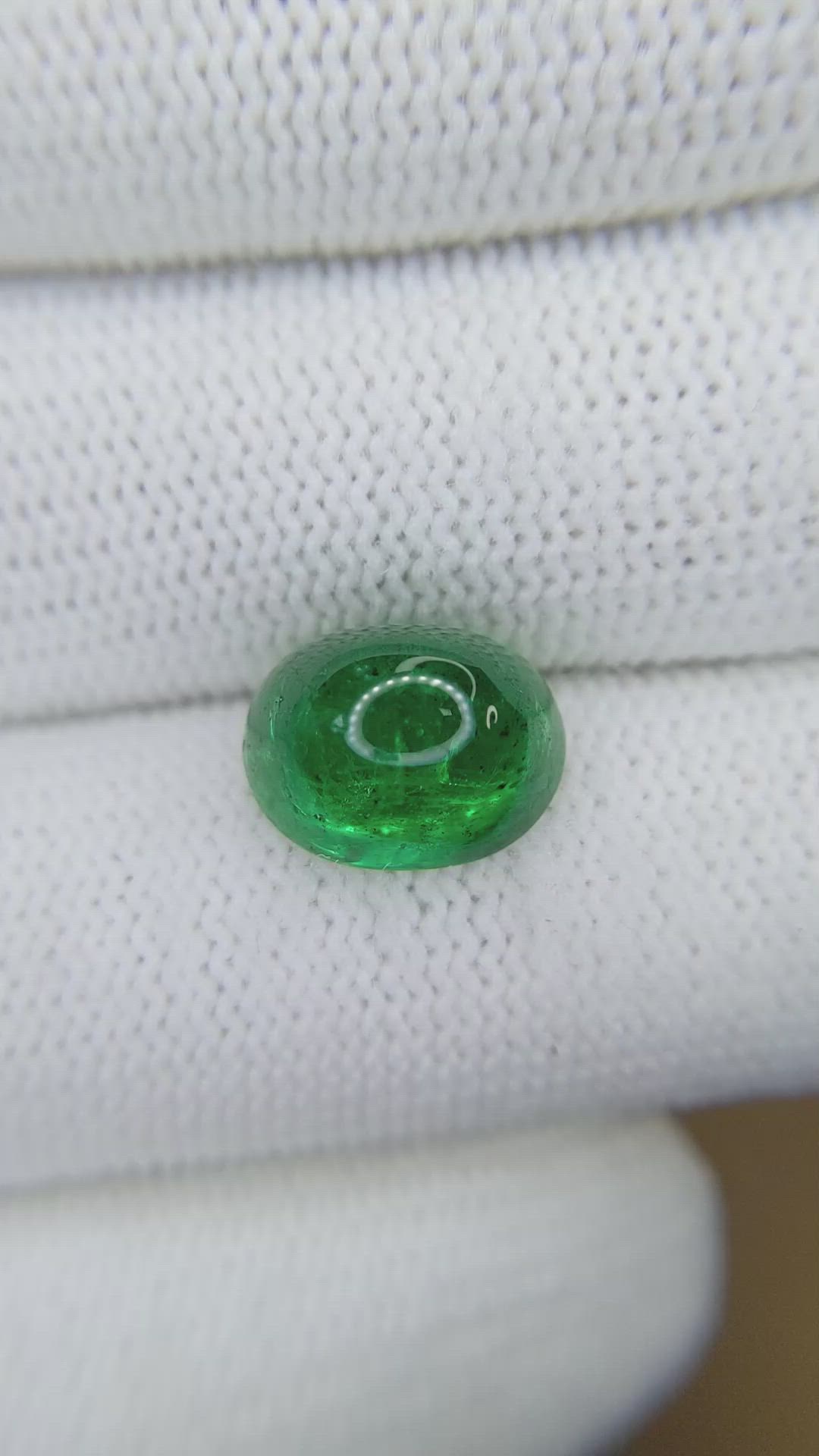 4.90 Ct. Cabochon Emerald from Colombia - Muzo Size Video