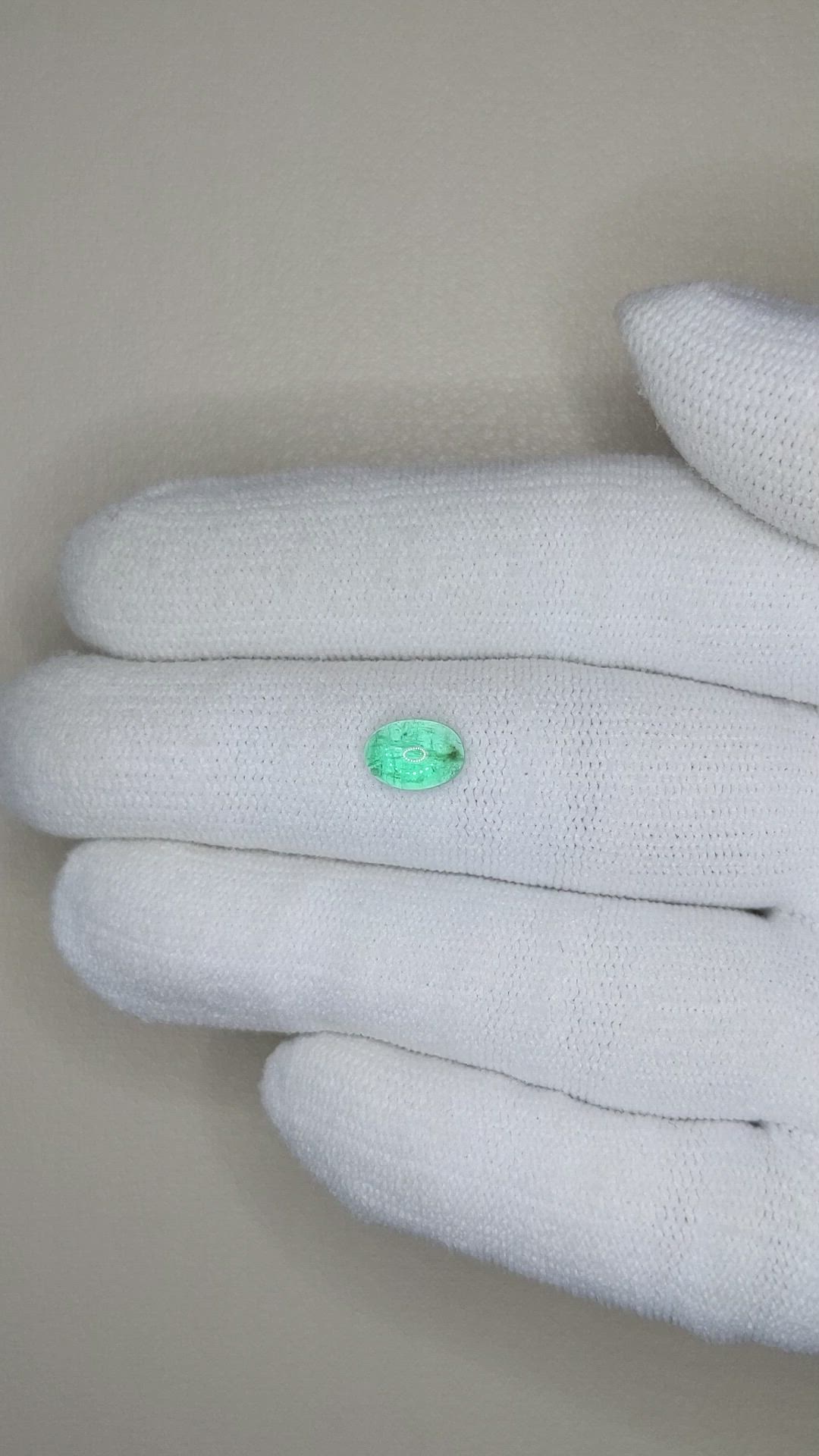1.02 Ct. Cabochon Emerald from Russia Size Video