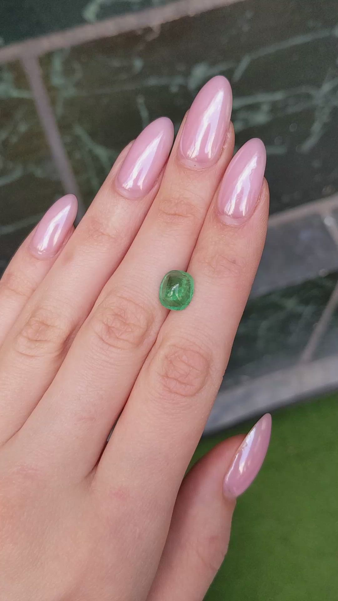 2.67 Ct. Cabochon Emerald from Brazil Size Video