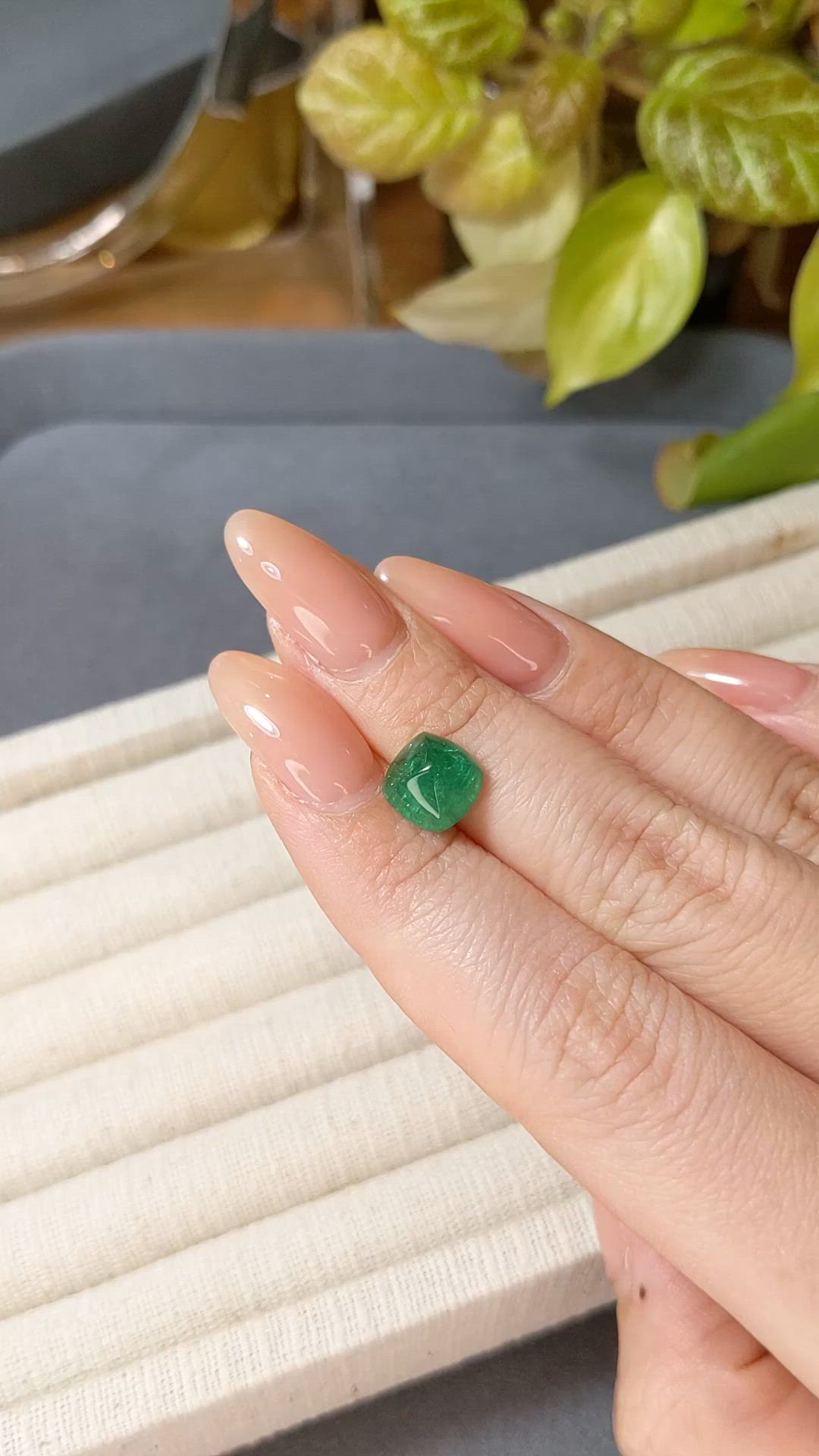 2.97 Ct. Cabochon Emerald from Zambia Size Video