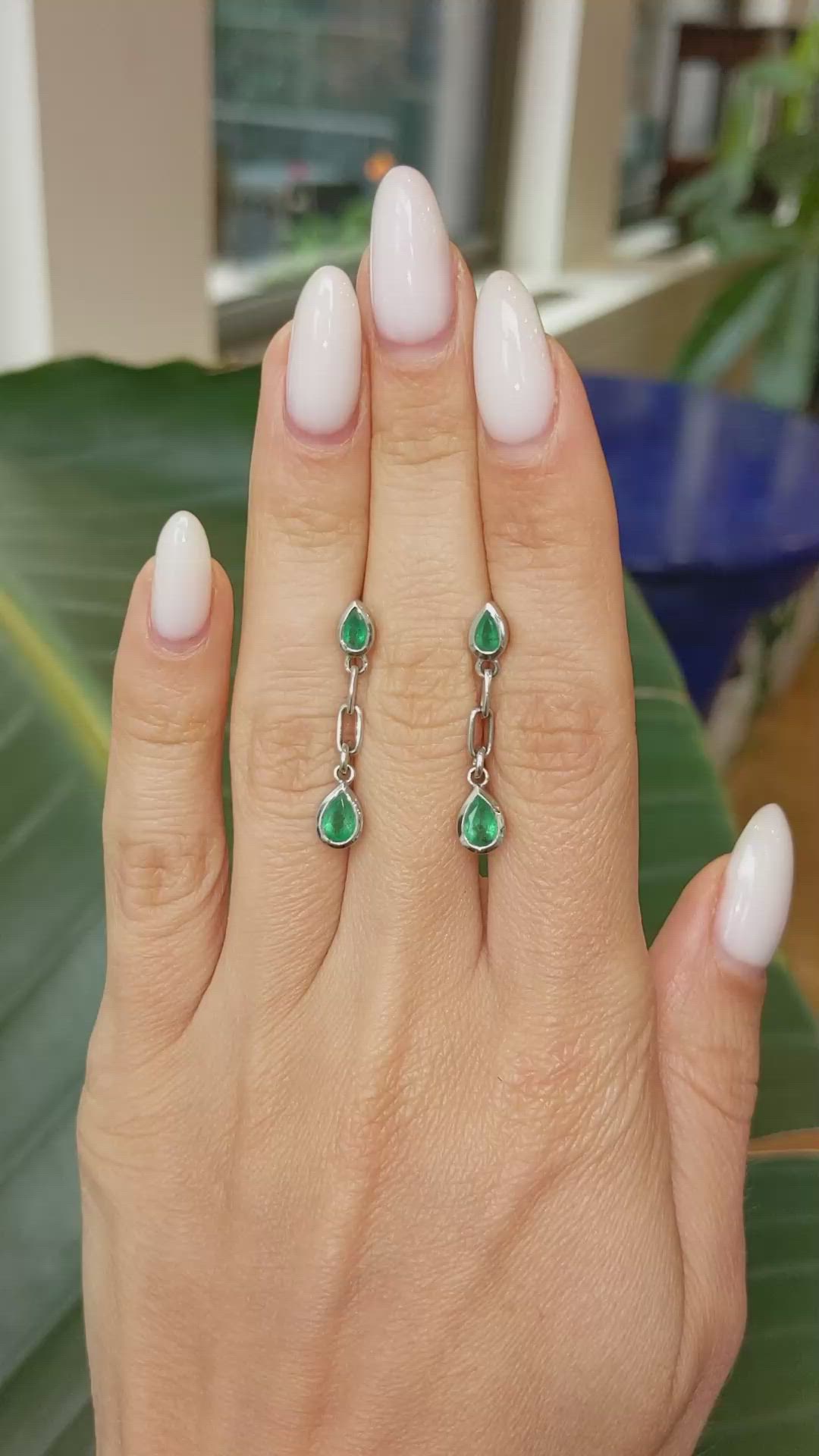 0.54 Ct.Tw. Emerald Emerald Bezel Earrings, 14K Yellow Gold Size Video