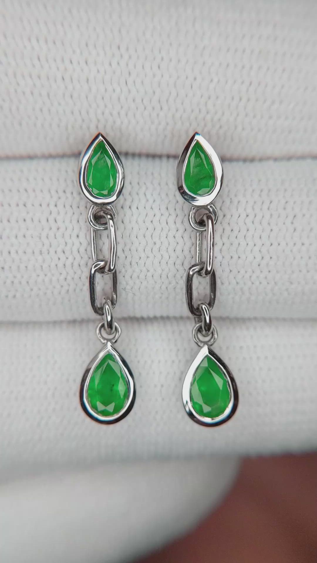 0.54 Ct.Tw. Emerald Emerald Bezel Earrings, 14K Yellow Gold Size Video