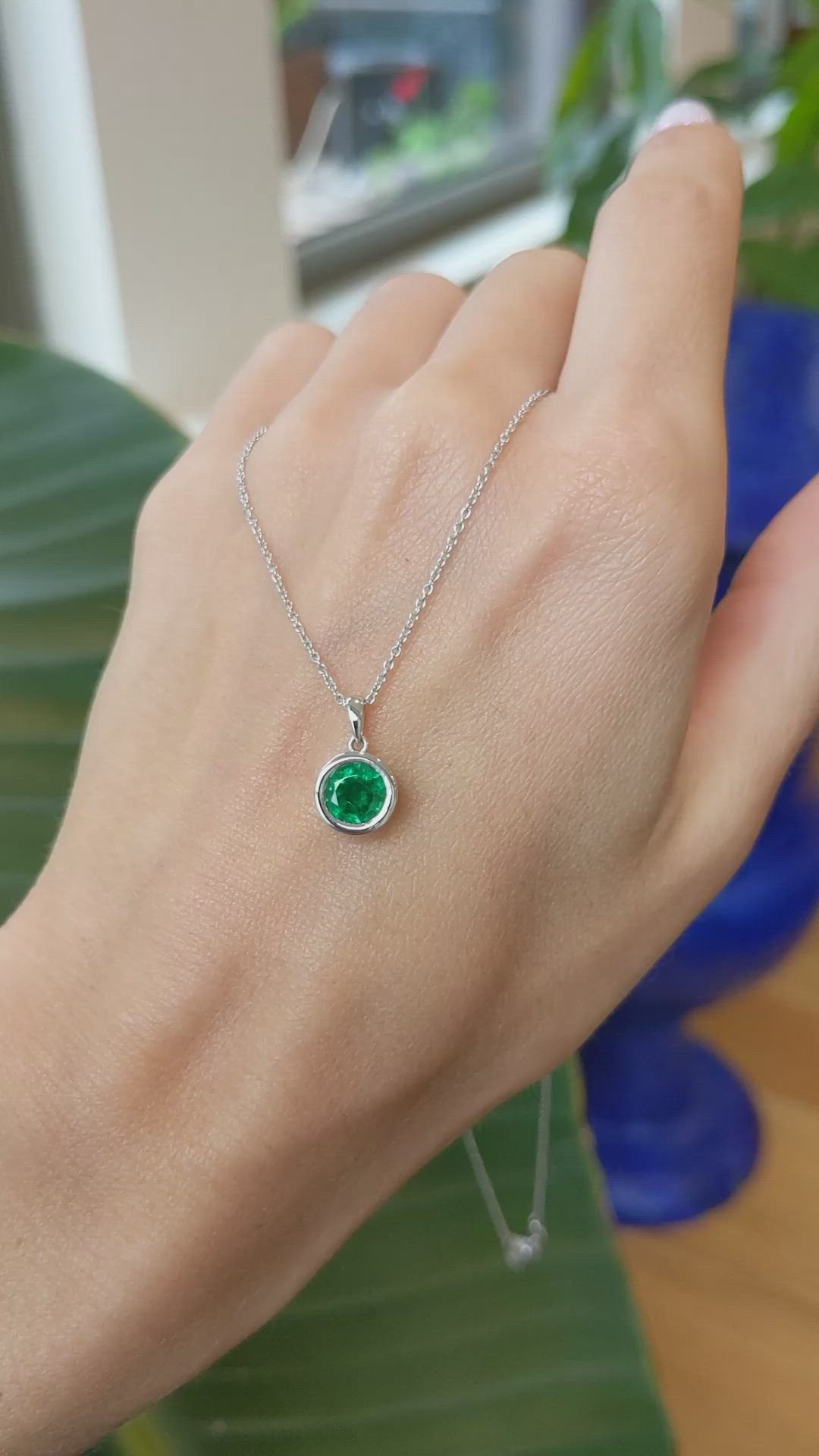 0.95 Ct. Emerald Bezel Pendant, Platinum 950 Size Video
