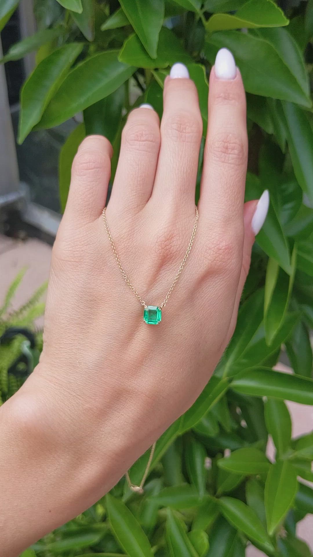 0.96 Ct. Emerald Solitaire Necklace, 18K Yellow Gold Size Video