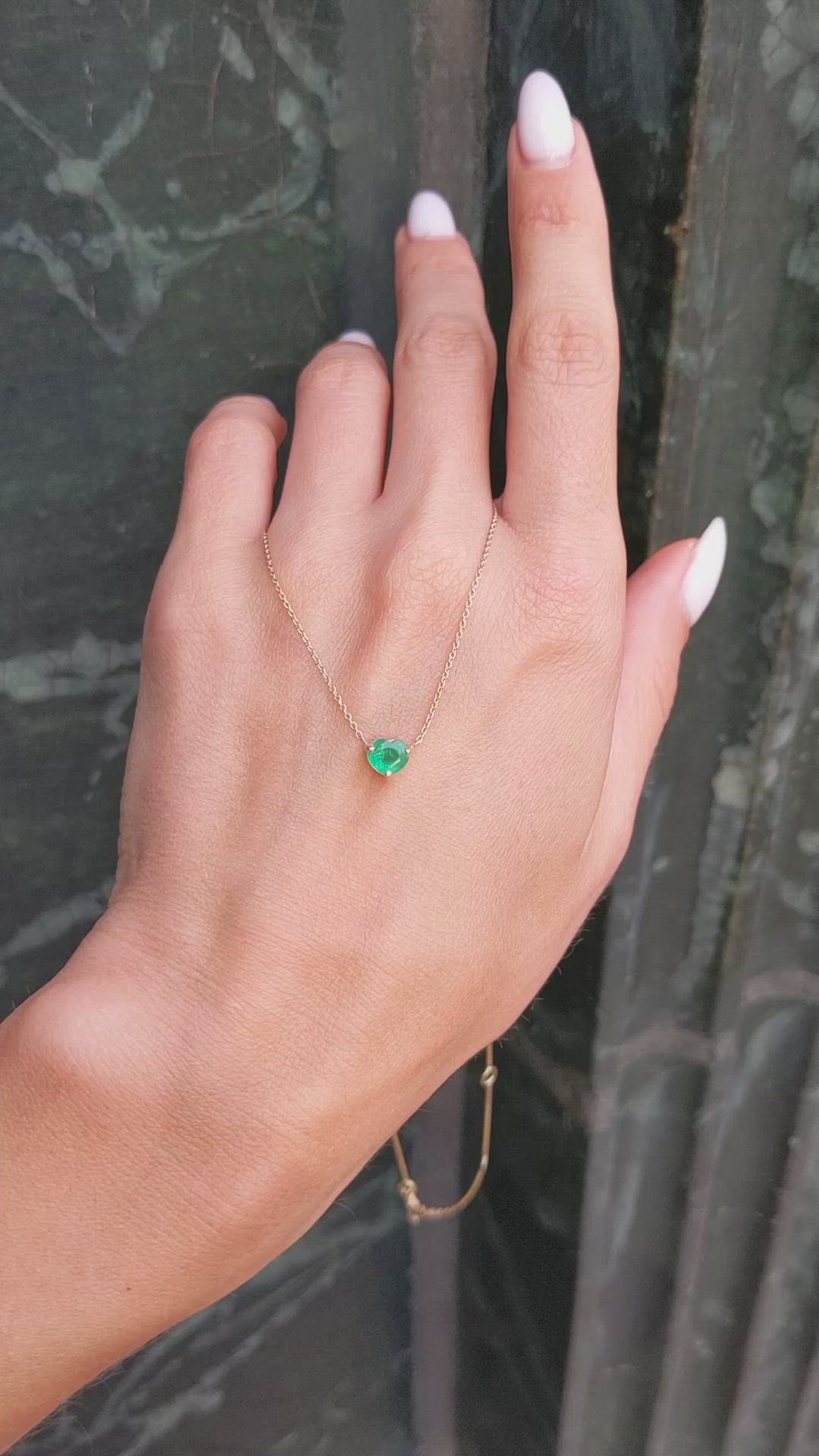 0.55 Ct. Emerald Solitaire Necklace, 14K Yellow Gold Size Video