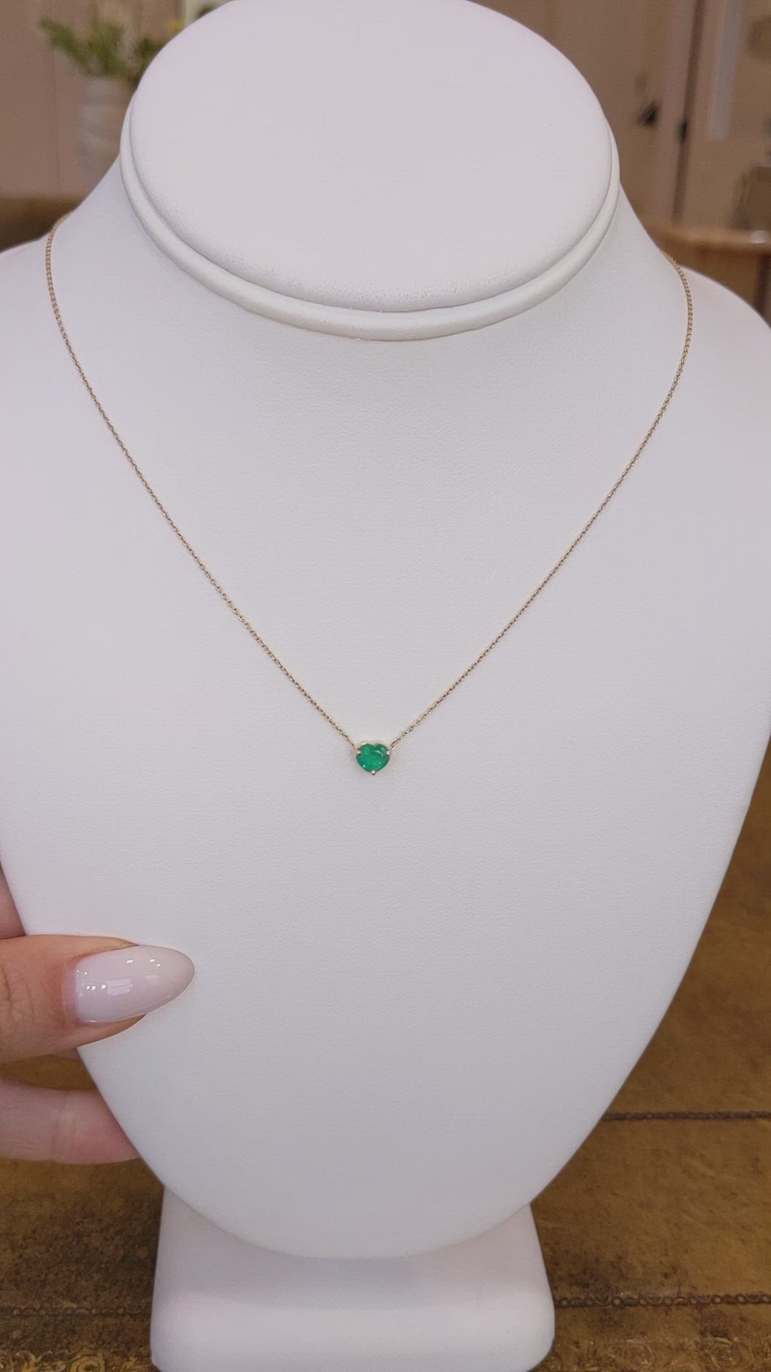 0.55 Ct. Emerald Solitaire Necklace, 14K Yellow Gold Size Video