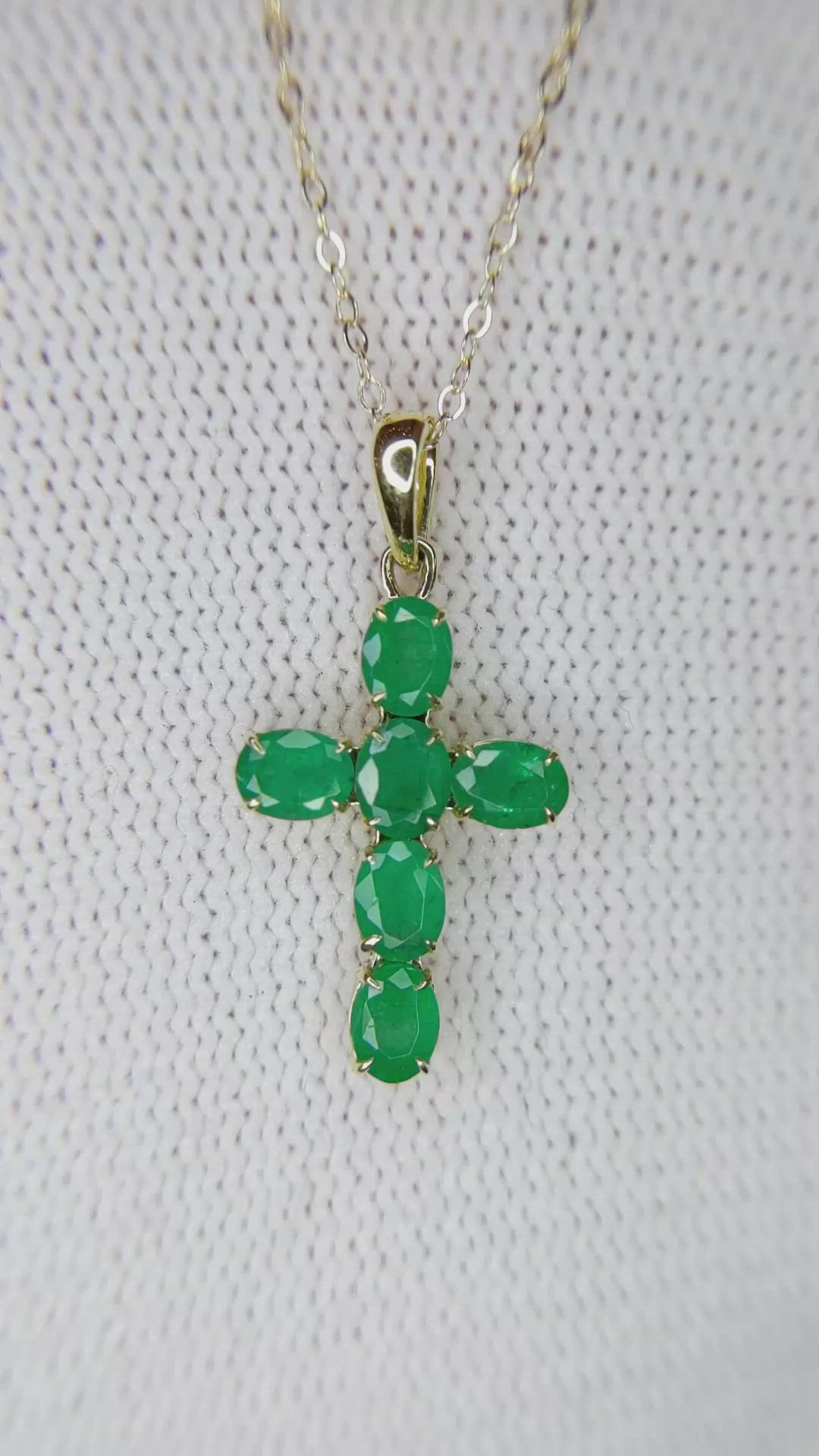 0.99 Ct. Emerald Religious Pendant, 14K Yellow Gold Size Video