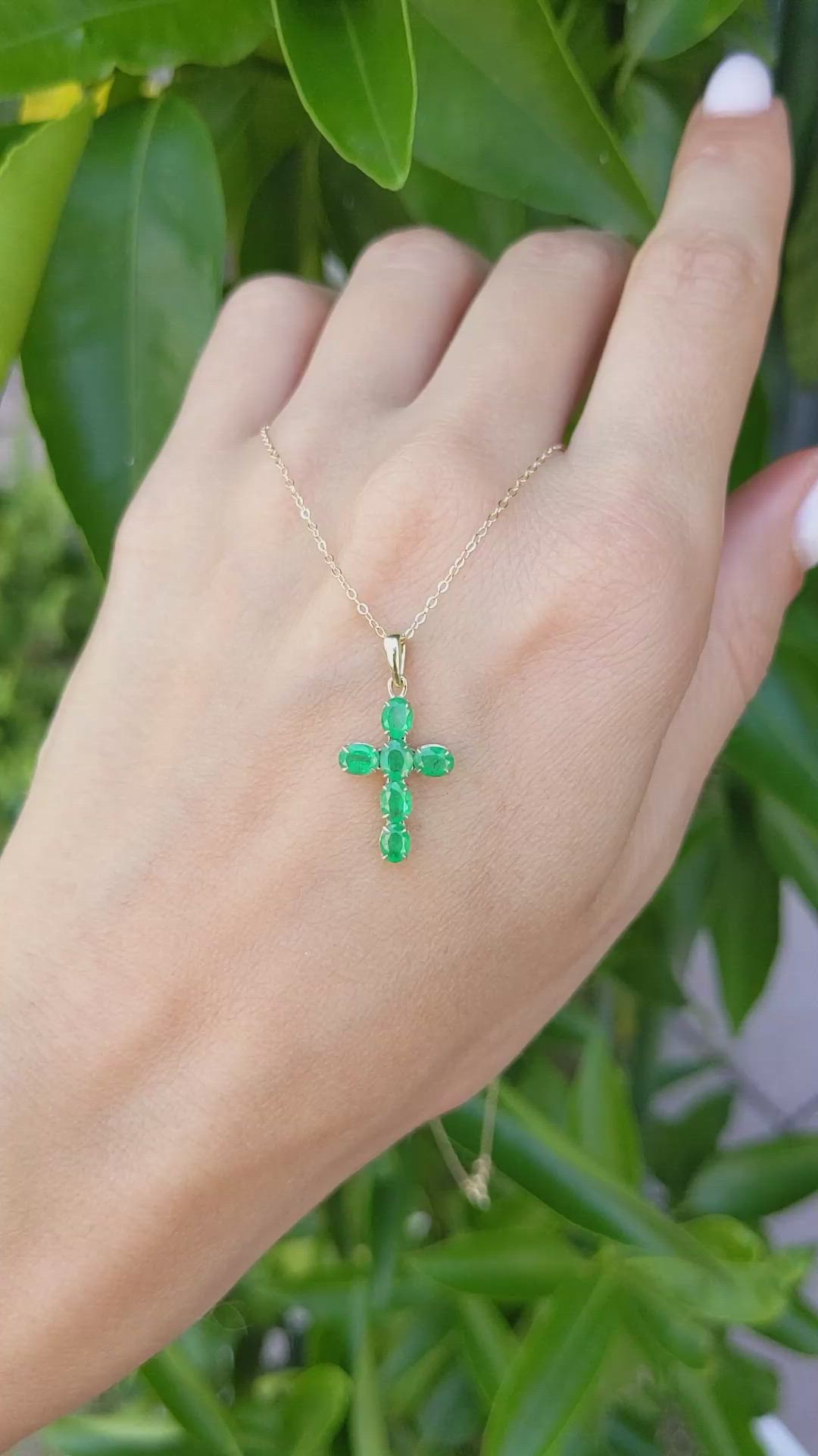 0.99 Ct. Emerald Religious Pendant, 14K Yellow Gold Size Video