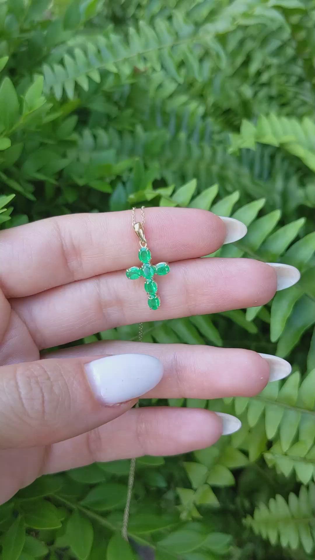 0.99 Ct. Emerald Religious Pendant, 14K Yellow Gold Size Video