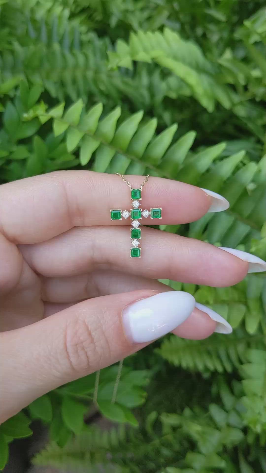 0.72 Ct. Emerald Natural Diamond Religious Necklace, 14K Yellow Gold Size Video