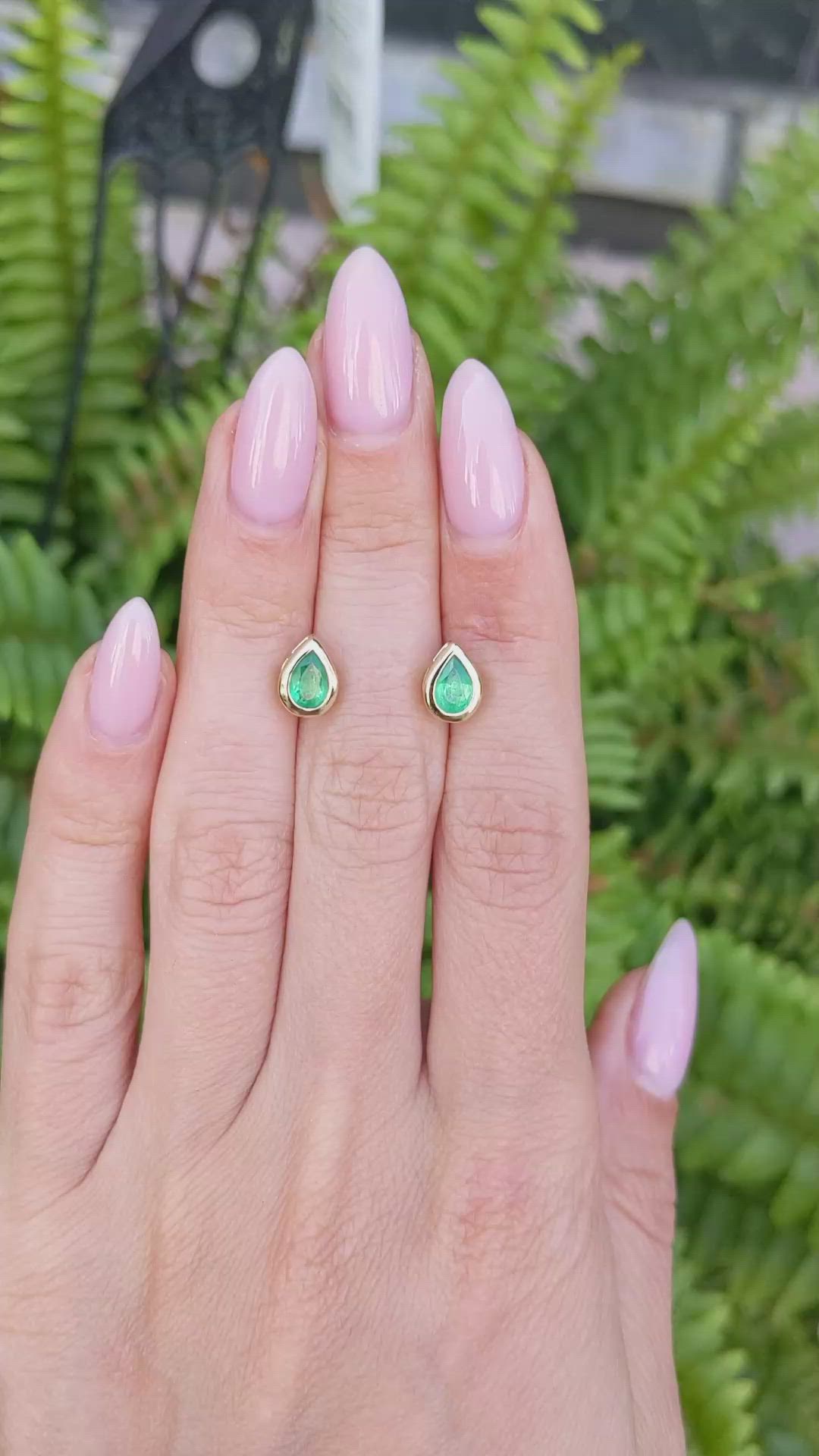 0.66 Ct.Tw. Emerald Studs Earrings, 14K Yellow Gold Size Video