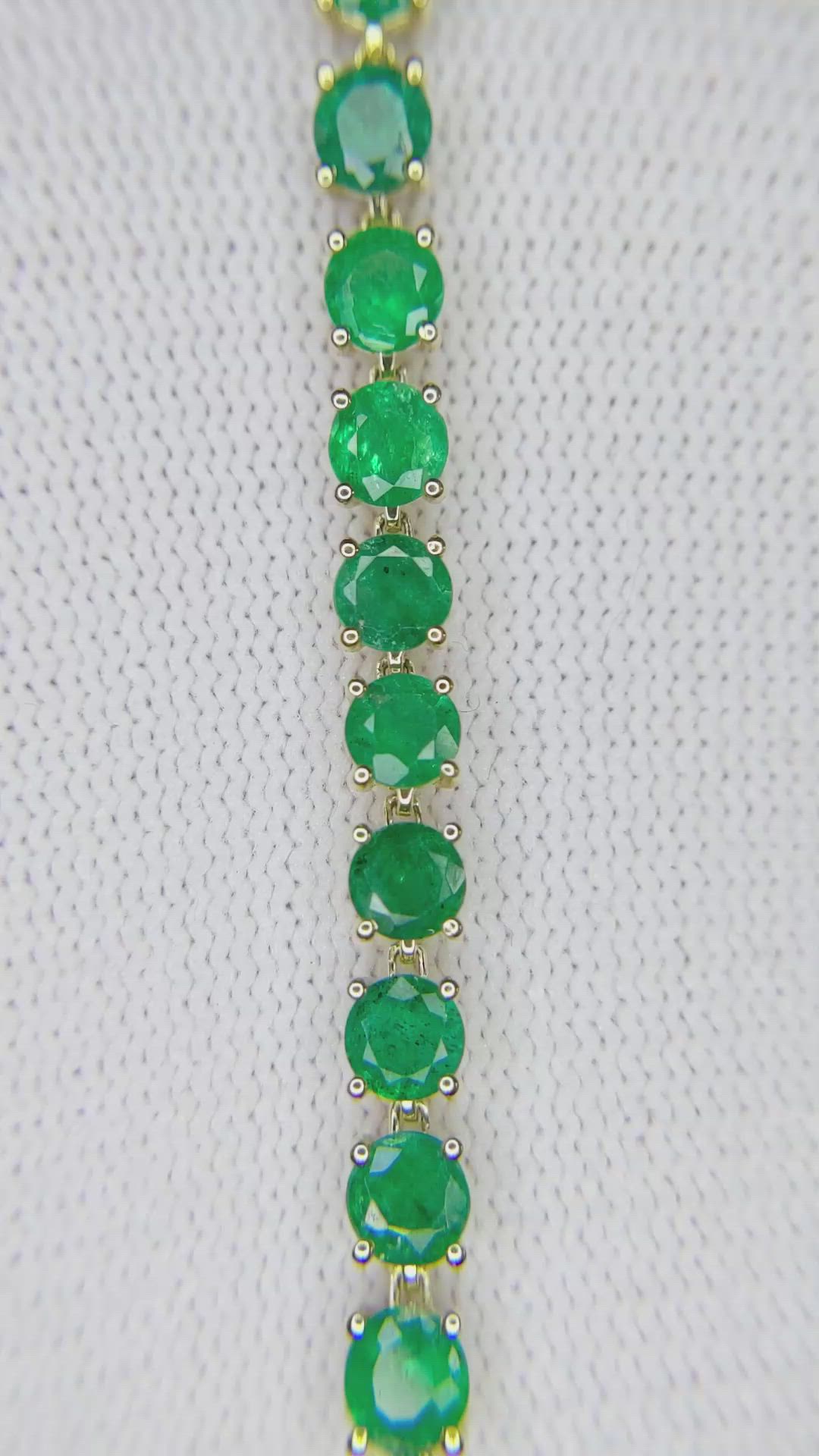 7.94 Ct.Tw. Emerald Tennis/Line Bracelet, 14K Yellow Gold Size Video