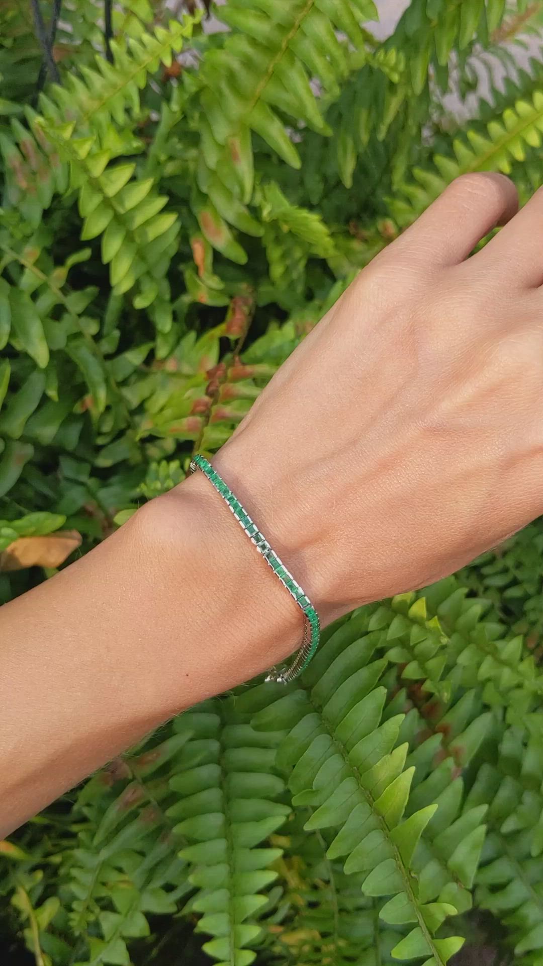 3.23 Ct.Tw. Emerald Tennis/Line Bracelet, 18K White Gold Size Video