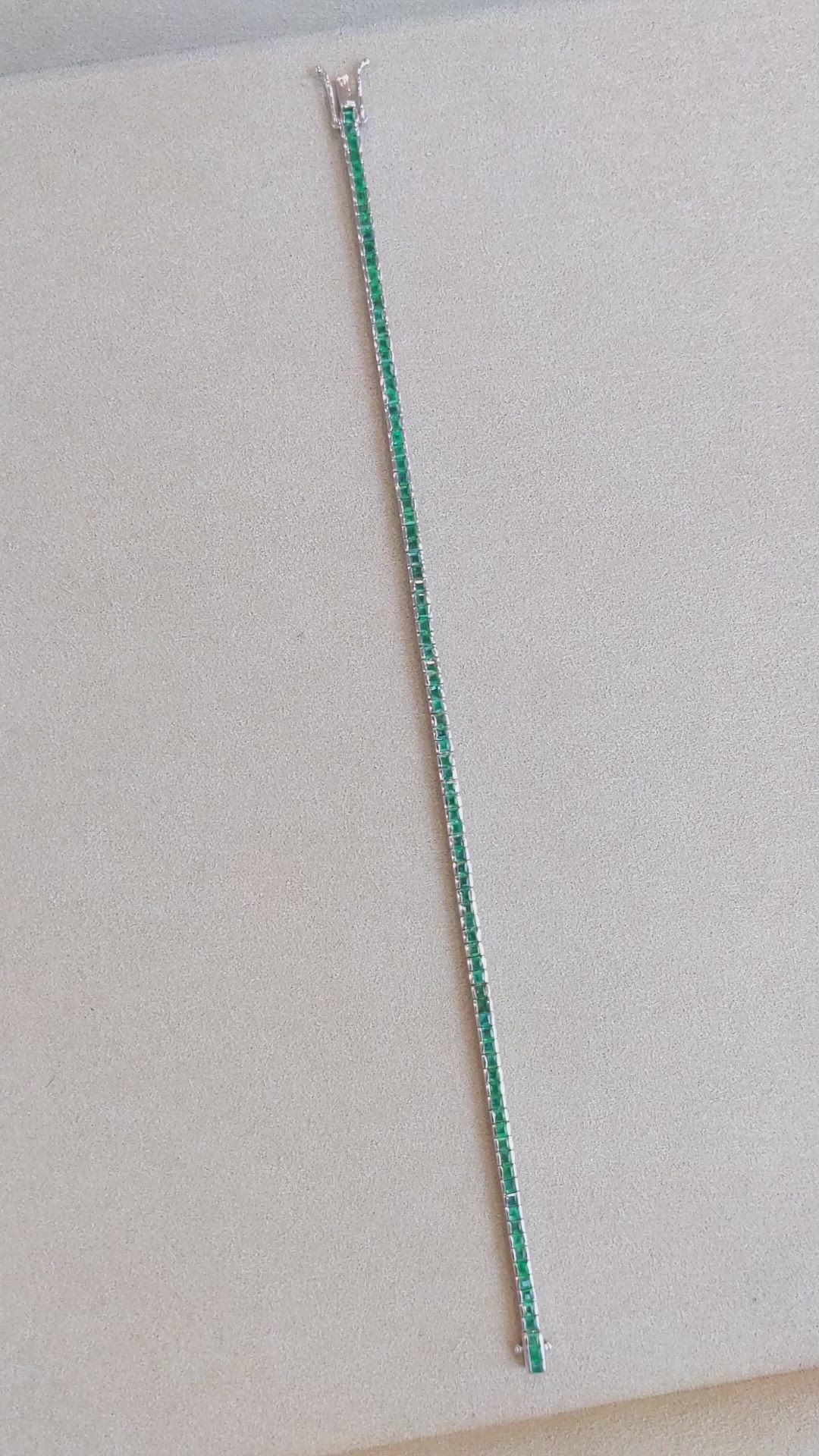 3.23 Ct.Tw. Emerald Tennis/Line Bracelet, 18K White Gold Size Video