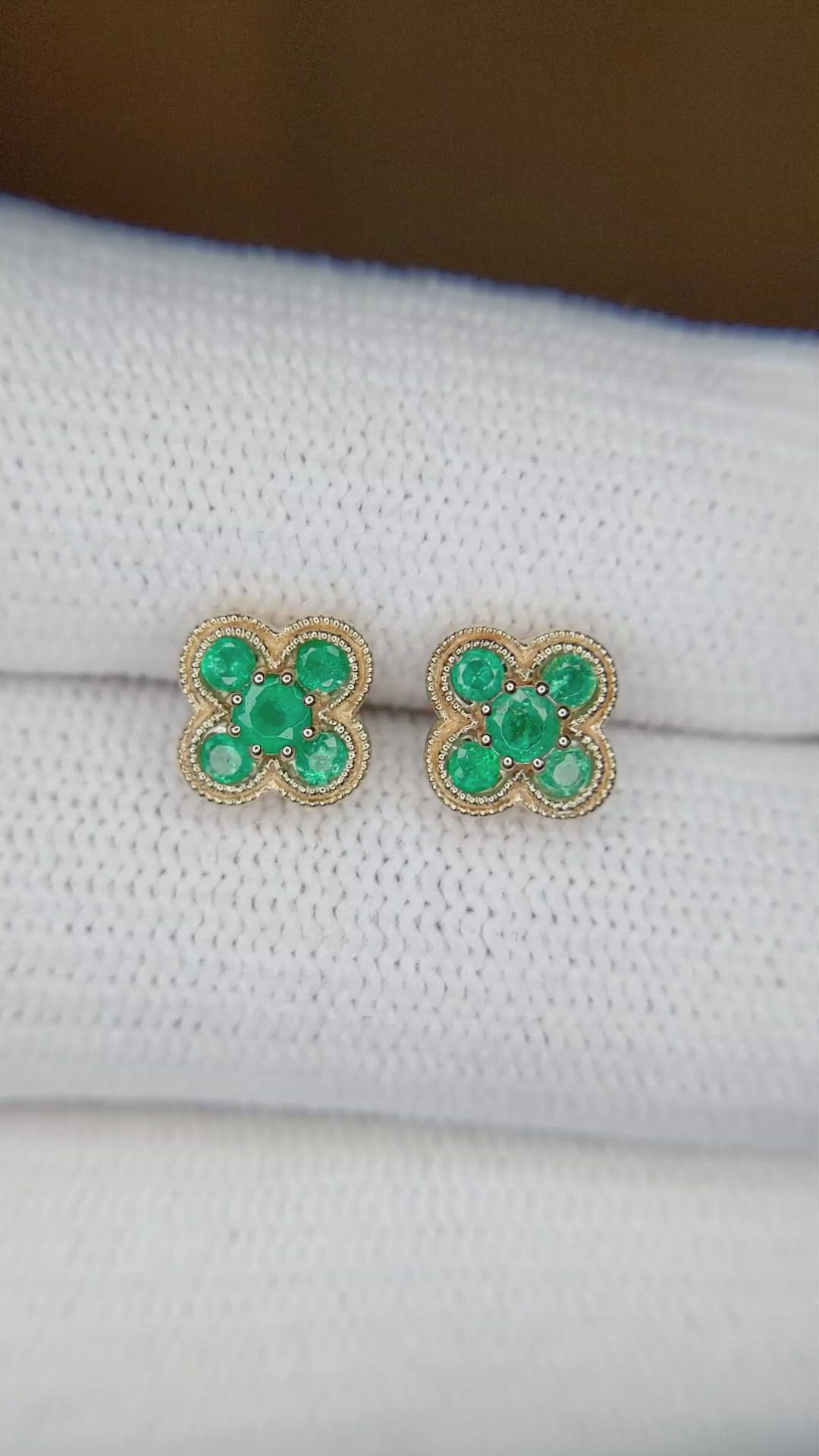 0.35 Ct.Tw. Emerald Studs Earrings, 14K Yellow Gold Size Video
