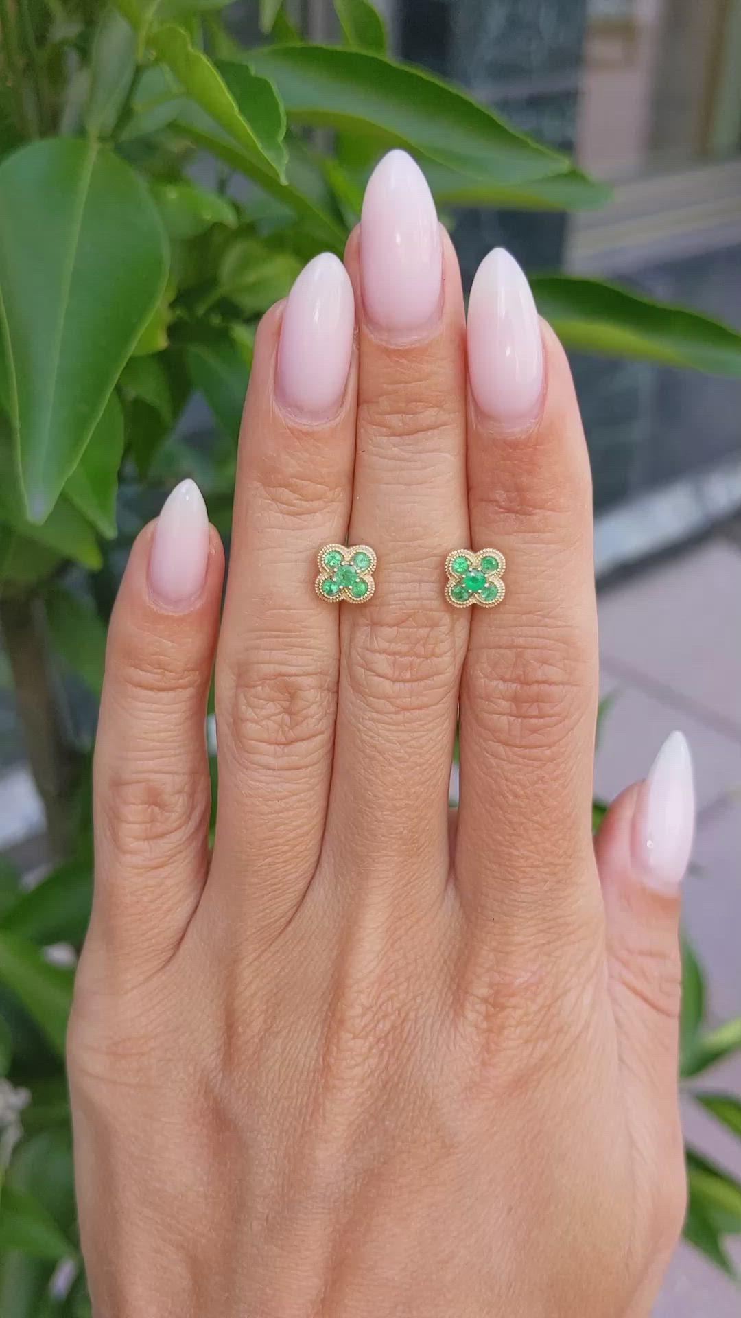 0.35 Ct.Tw. Emerald Studs Earrings, 14K Yellow Gold Size Video