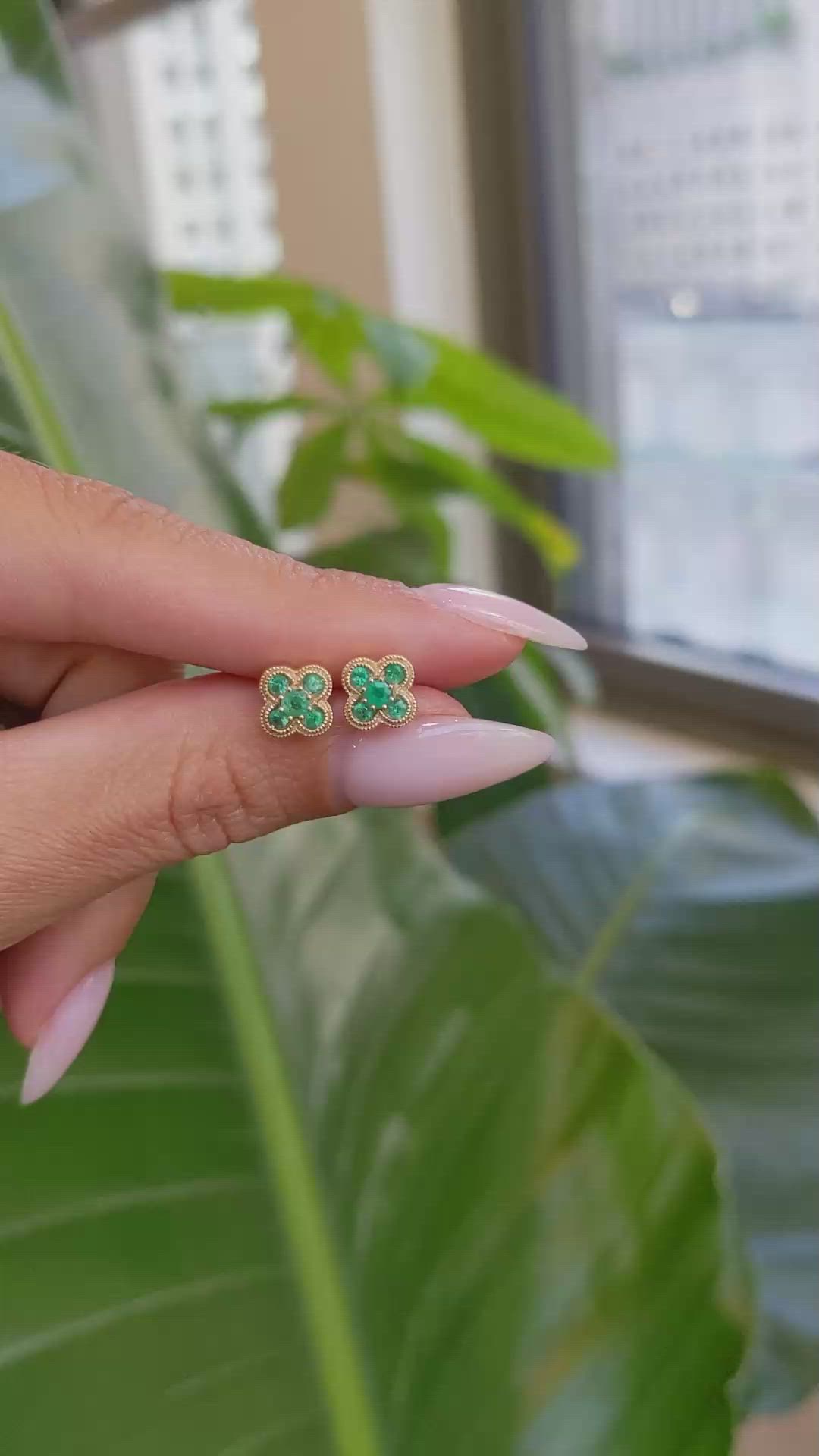 0.35 Ct.Tw. Emerald Studs Earrings, 14K Yellow Gold Size Video