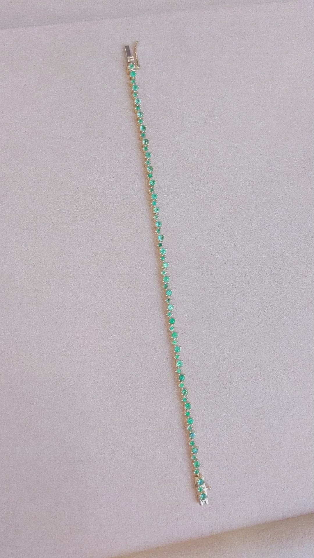1.54 Ct.Tw. Emerald Emerald Tennis/Line Bracelet, 14K Yellow Gold Size Video