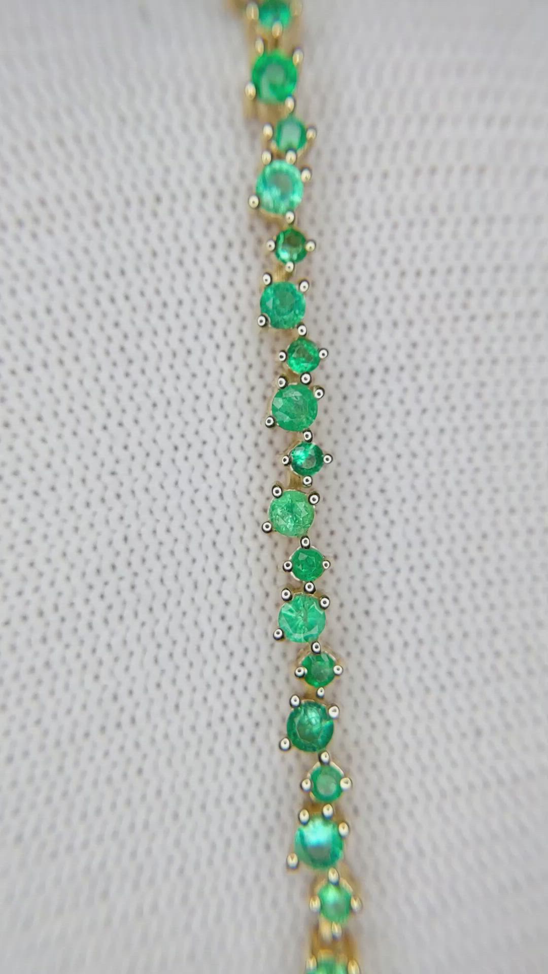 1.54 Ct.Tw. Emerald Emerald Tennis/Line Bracelet, 14K Yellow Gold Size Video