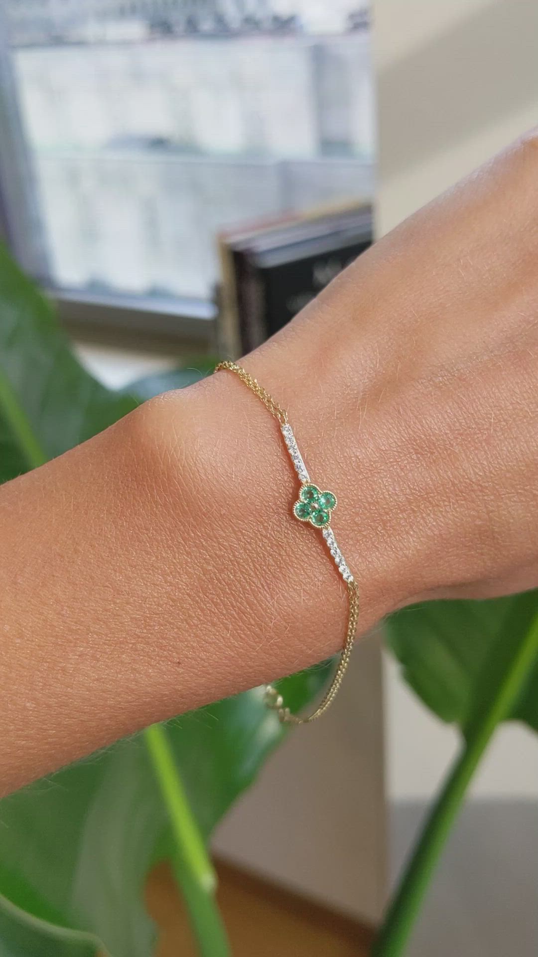 0.16 Ct.Tw. Emerald Natural Diamond Pave Bracelet, 14K Yellow Gold Size Video