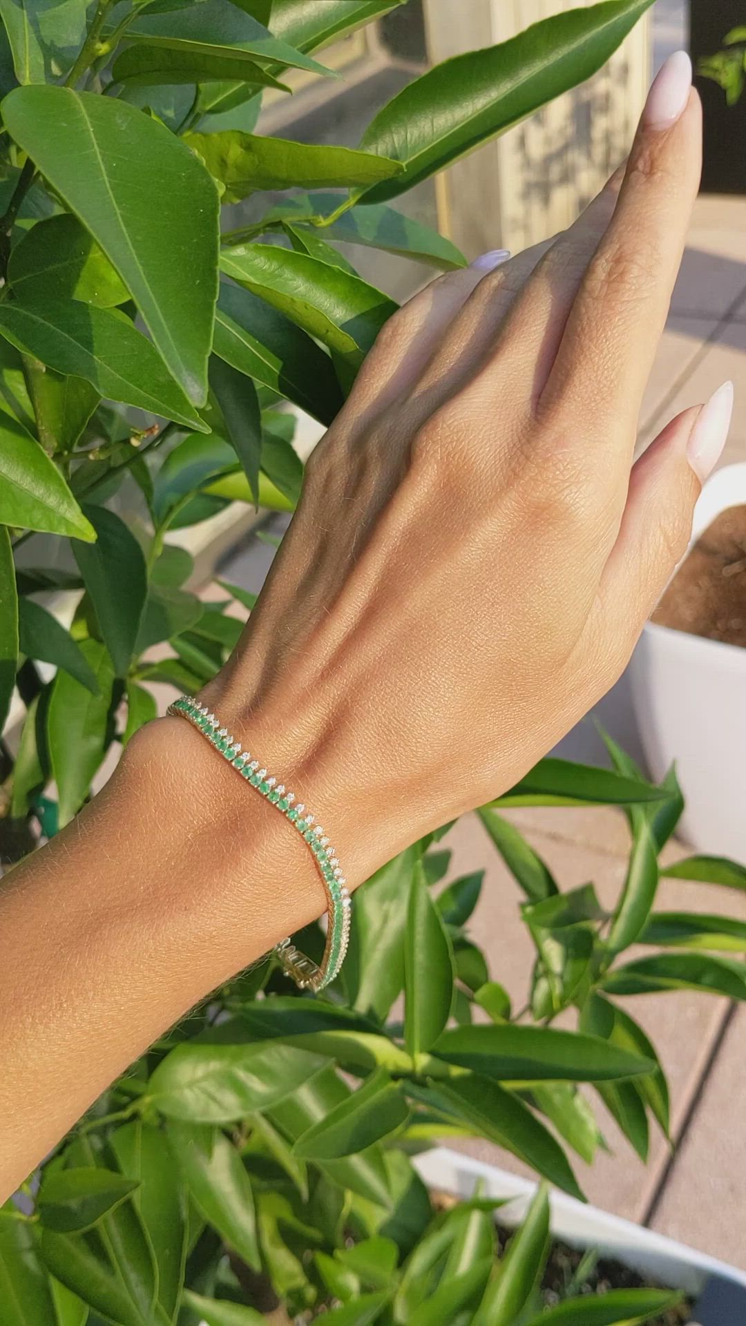 2.55 Ct.Tw. Emerald Natural Diamond Tennis/Line Bracelet, 14K Yellow Gold Size Video