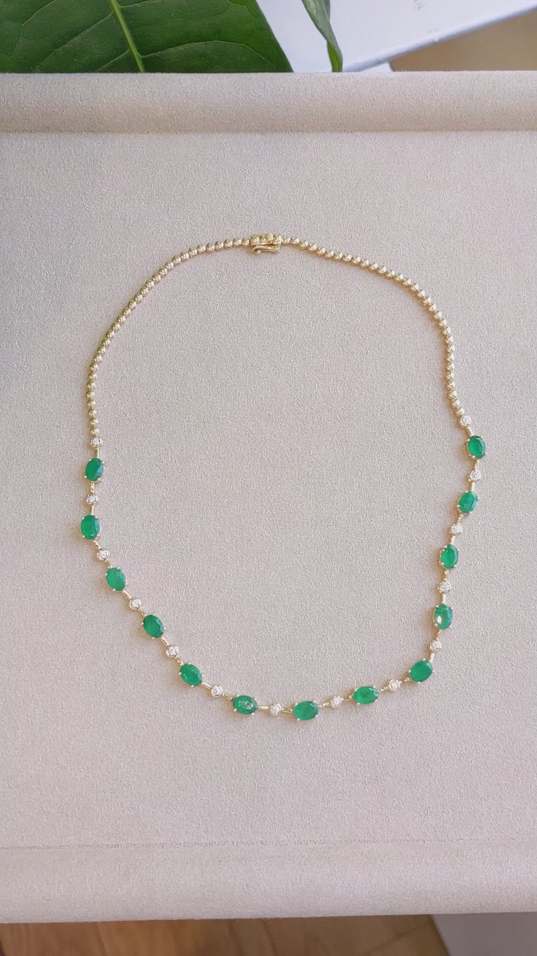9.35 Ct. Emerald Natural Diamond Accent Stones Necklace, 14K Yellow Gold Size Video
