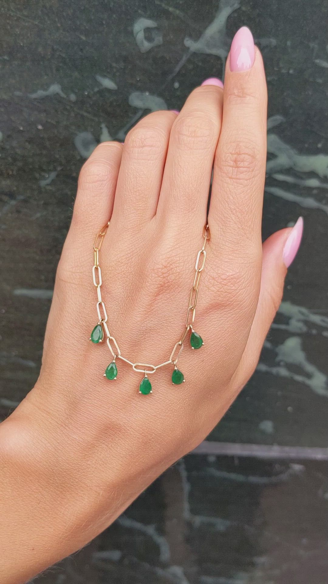 1.65 Ct. Emerald Accent Stones Necklace, 14K Yellow Gold Size Video
