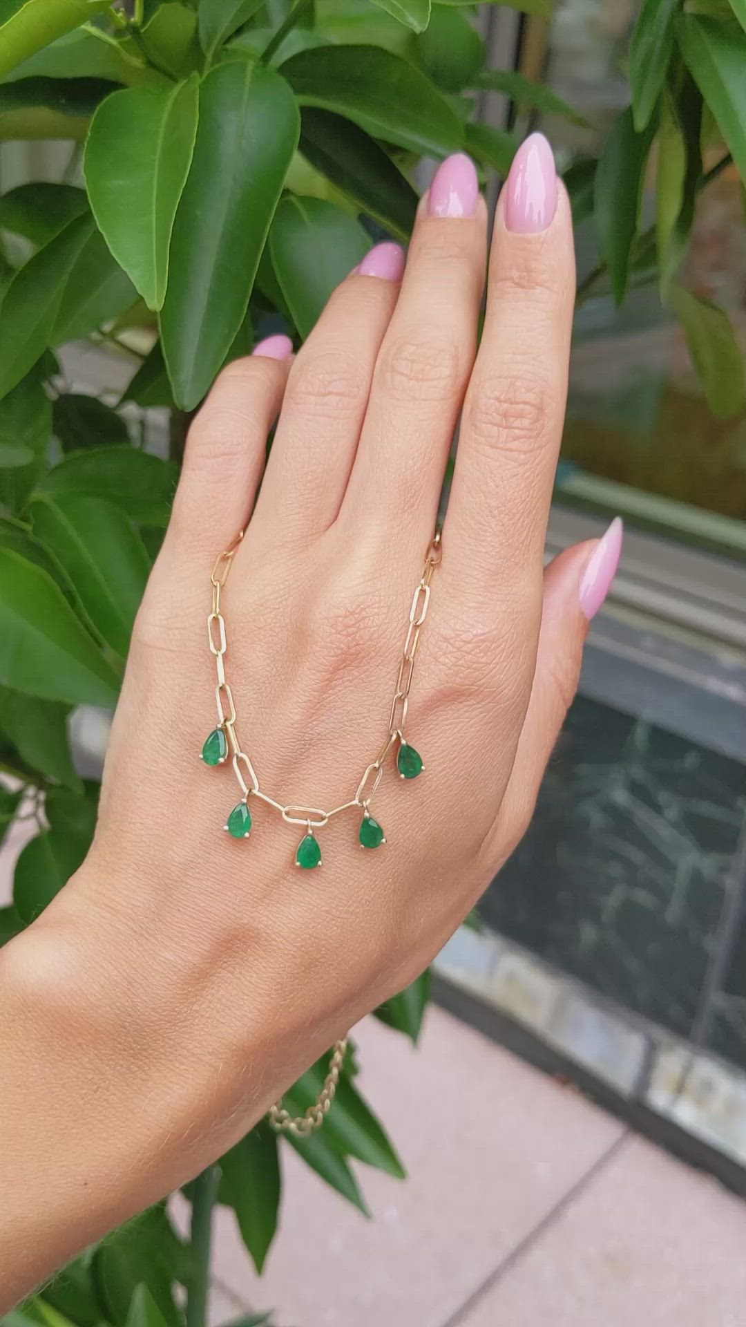 1.65 Ct. Emerald Accent Stones Necklace, 14K Yellow Gold Size Video