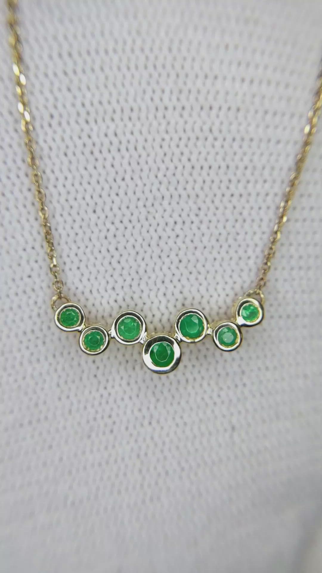 0.13 Ct. Emerald Emerald Bezel Necklace, 14K Yellow Gold Size Video