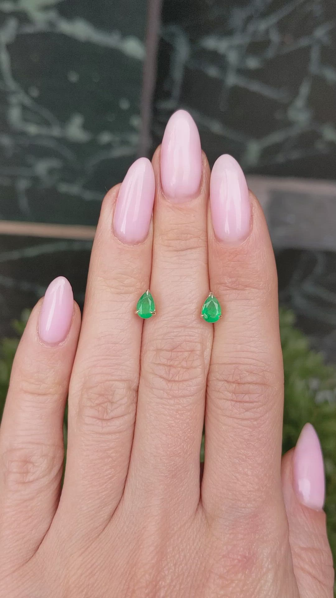 0.78&nbsp;Ct.Tw.Total Carat Weight Emerald Studs Earrings, 14K Yellow Gold Size Video