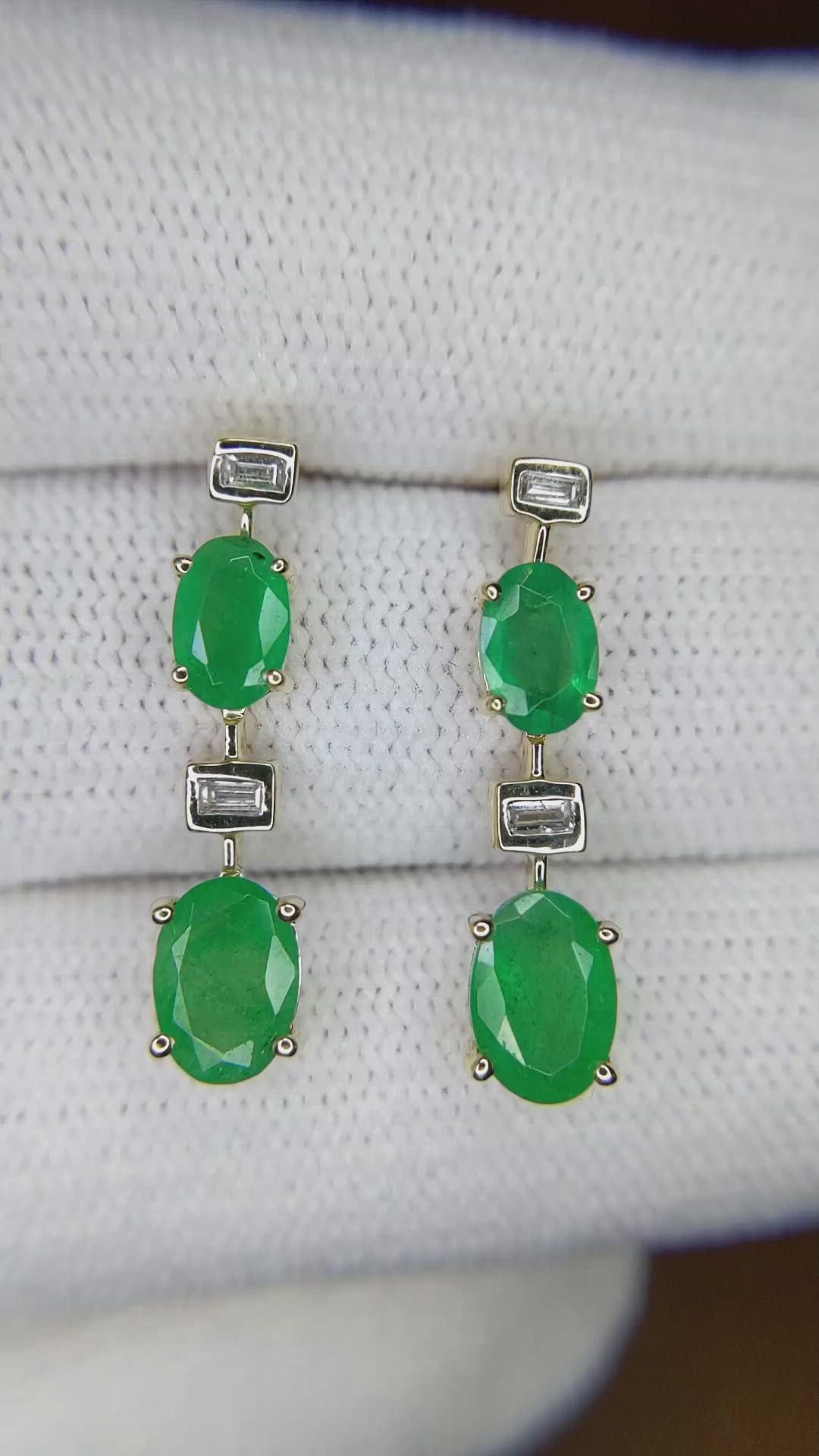 1.20 Ct.Tw. Emerald Emerald Bezel Earrings, 14K Yellow Gold Size Video