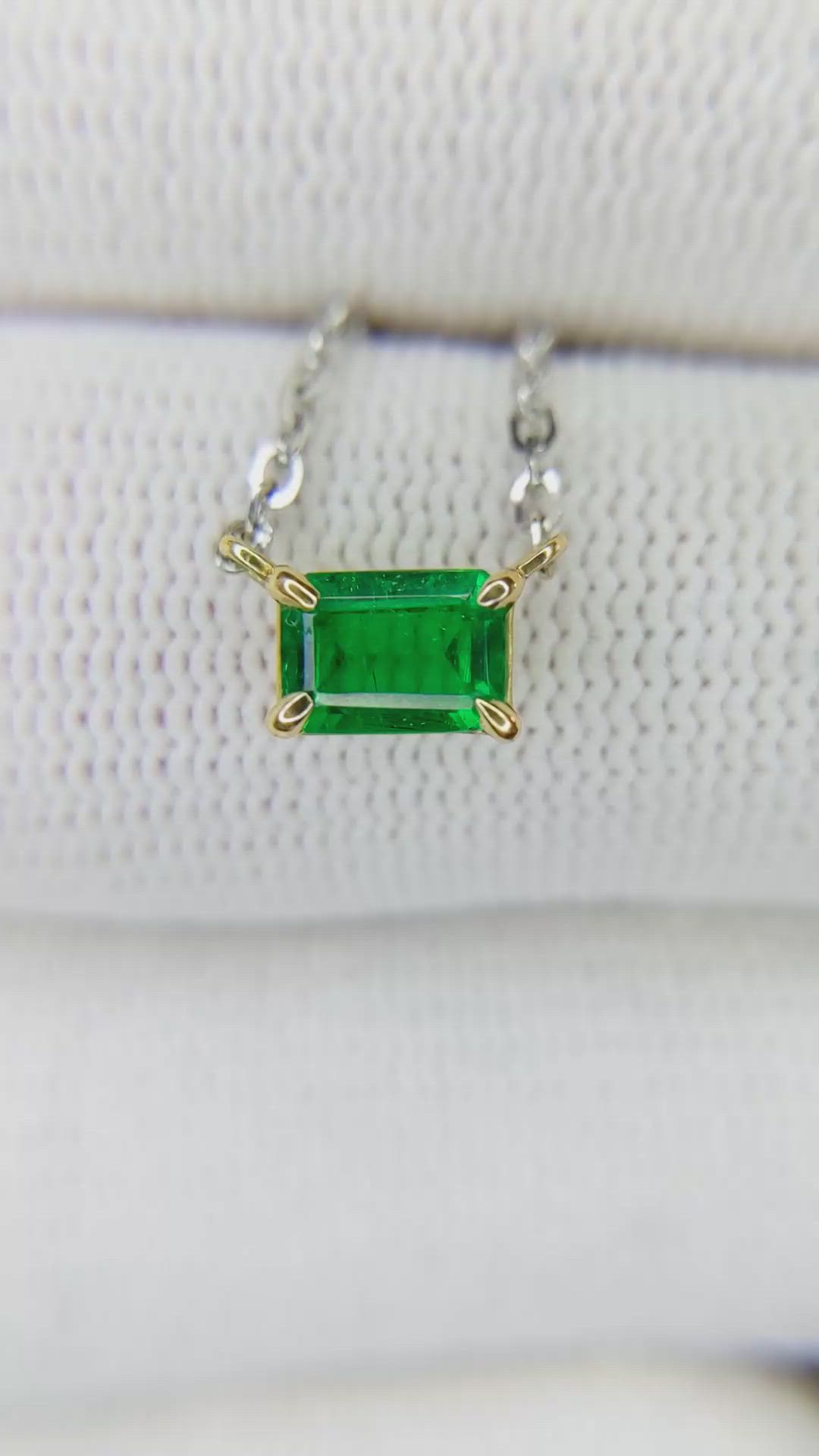 0.53 Ct. Emerald Solitaire Necklace, 14K Yellow Gold Size Video