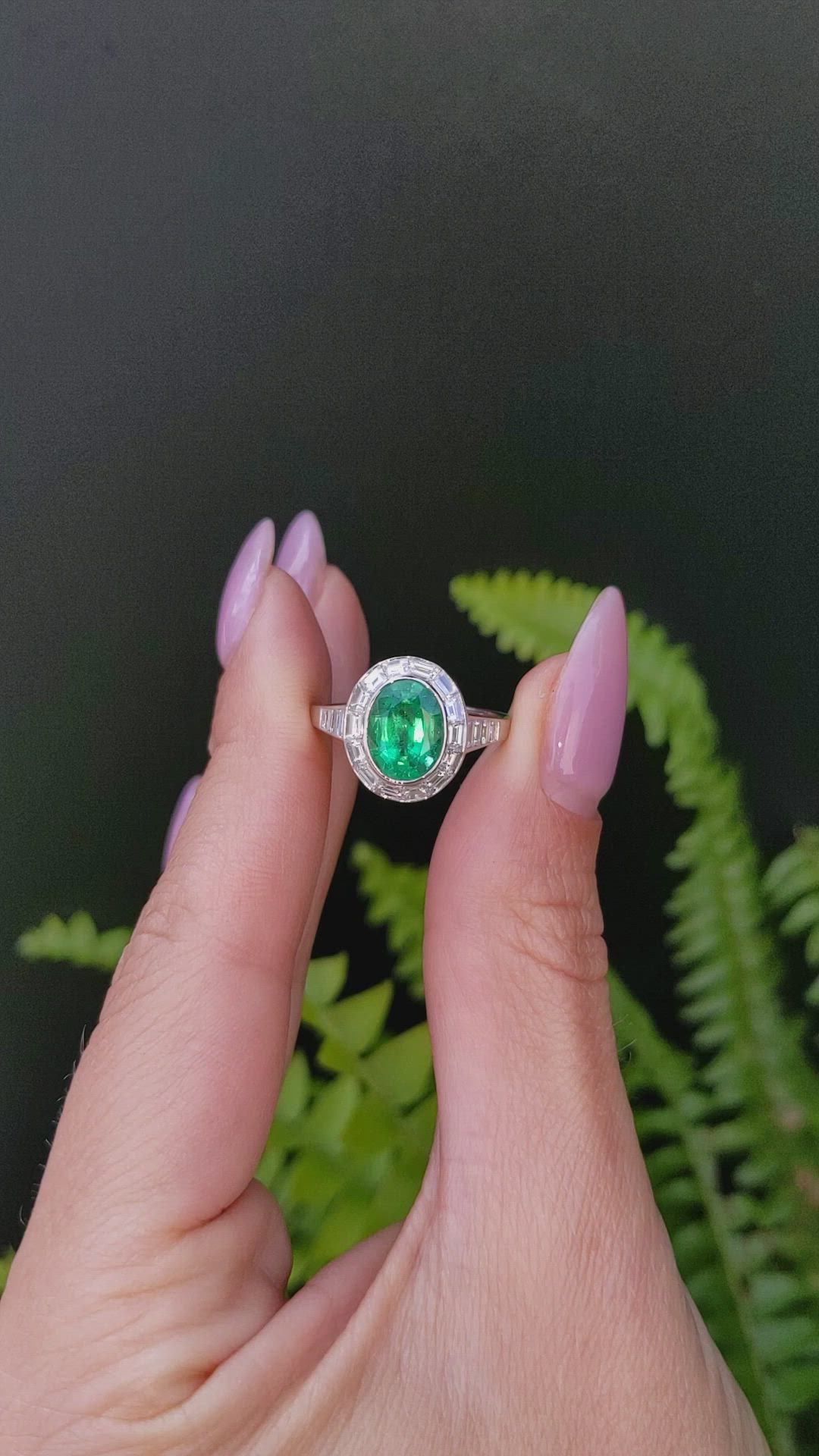 1.97 Ct. Emerald Natural Diamond Pave Ring, Platinum 950 Size Video
