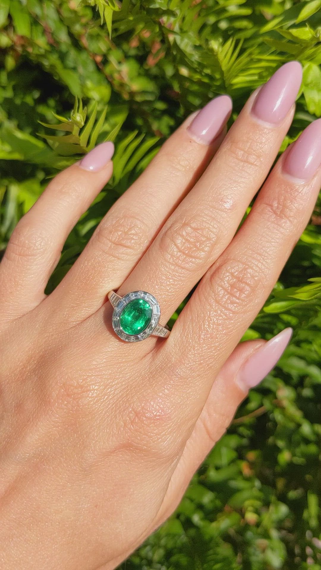 1.97 Ct. Emerald Natural Diamond Pave Ring, Platinum 950 Size Video