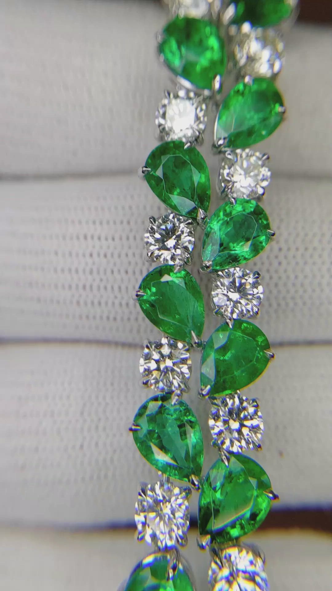 22.26 Ct.Tw. Emerald Natural Diamond Pave Bracelet, Platinum 950 Size Video