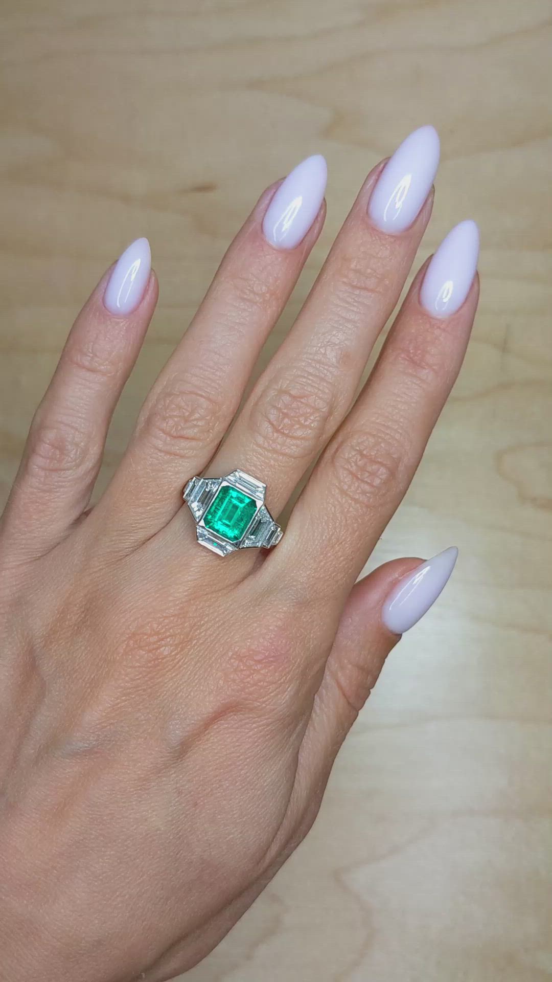 1.73 Ct. Emerald Natural Diamond Pave Ring, Platinum 950 Size Video