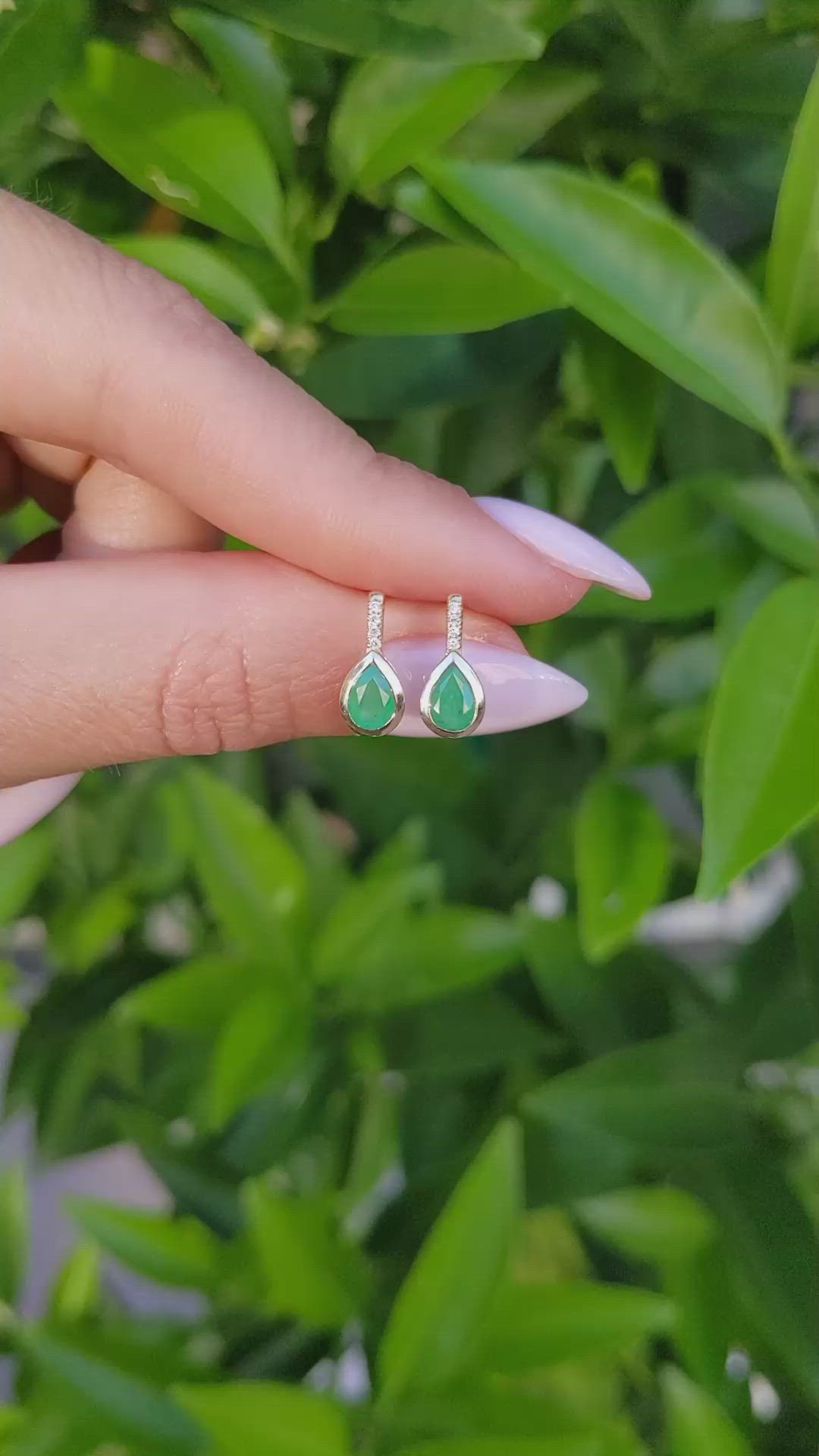 0.80 Ct.Tw. Emerald Natural Diamond Studs Earrings, 14K Yellow Gold Size Video