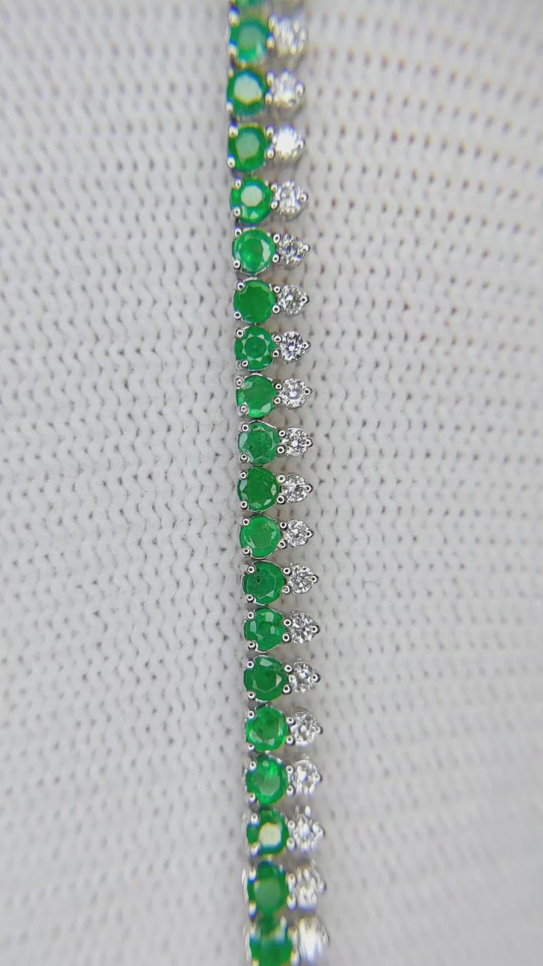 2.63 Ct.Tw. Emerald Natural Diamond Tennis/Line Bracelet, 14K White Gold Size Video