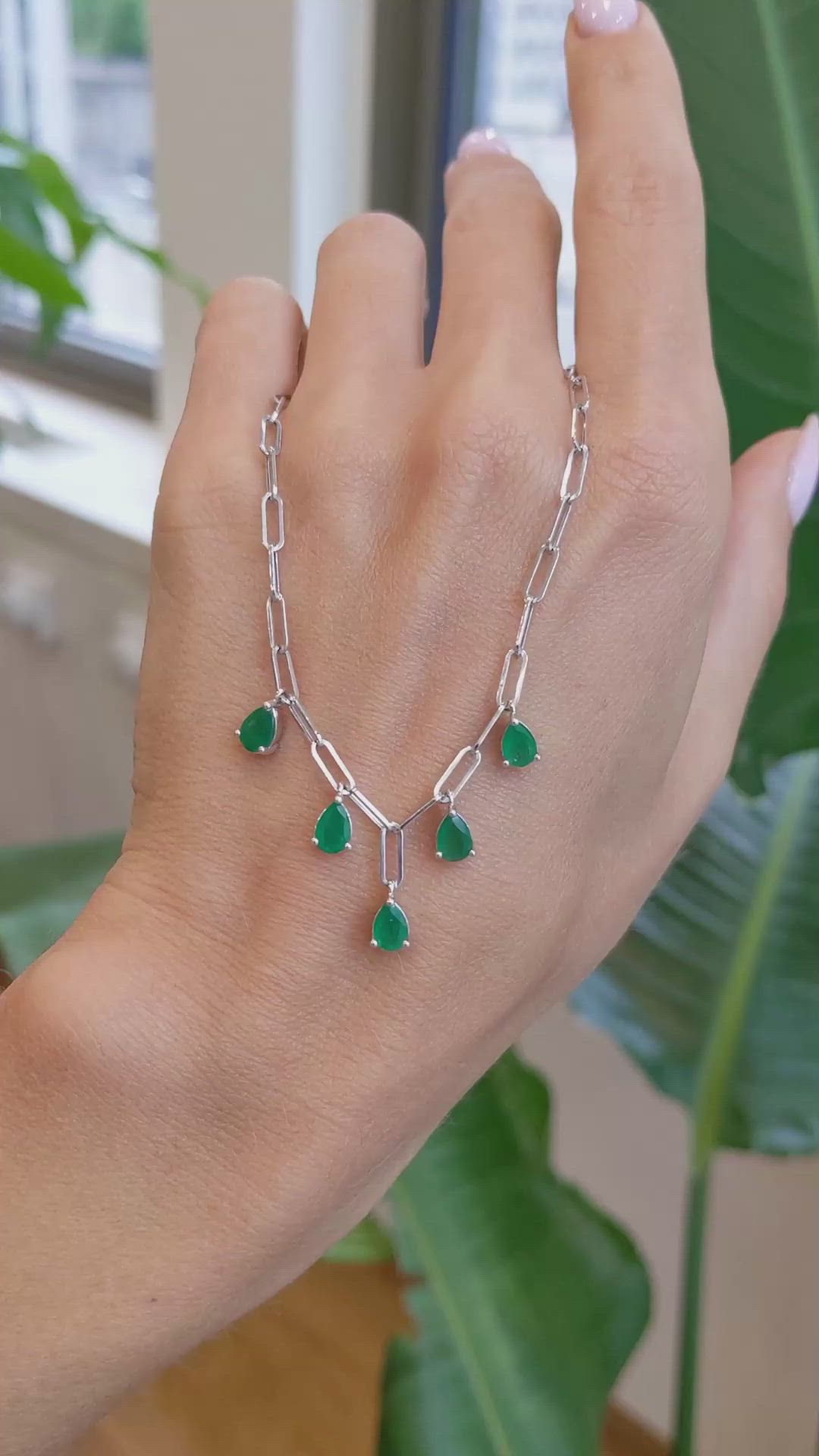 1.65 Ct. Emerald Accent Stones Necklace, 14K Yellow Gold Size Video