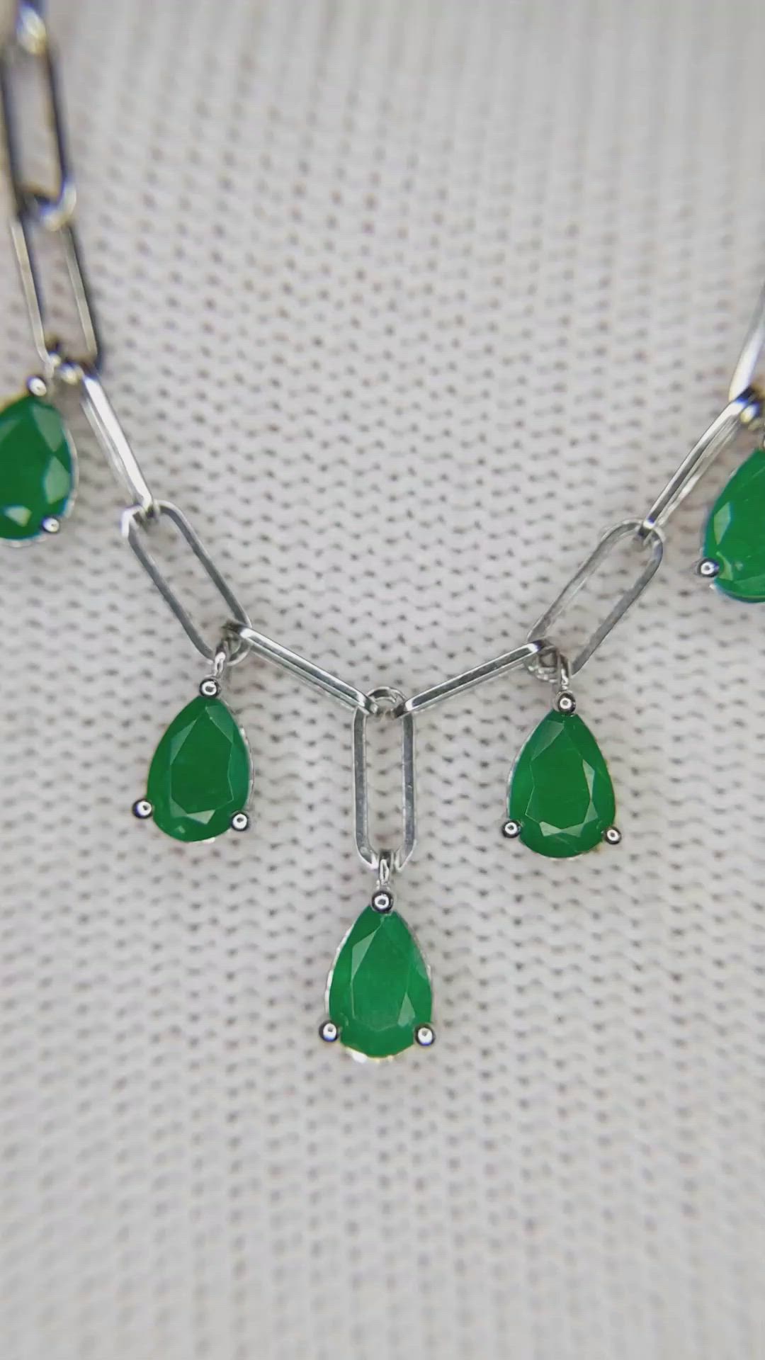 1.65 Ct. Emerald Accent Stones Necklace, 14K Yellow Gold Size Video