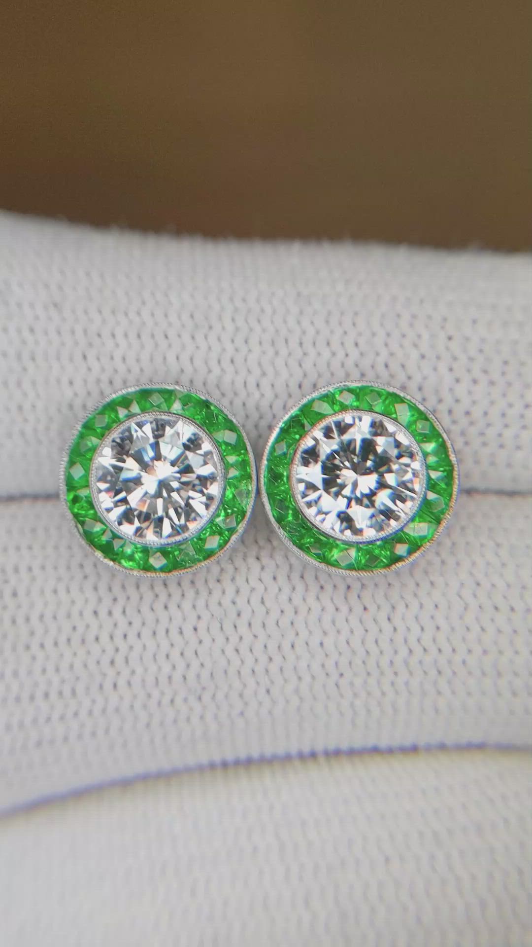 1.89 Ct.Tw. Natural Diamond Studs Earrings, Platinum 950 Size Video