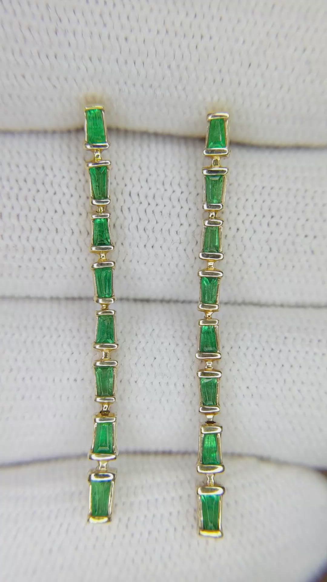 0.56 Ct.Tw. Emerald Drops Earrings, 14K Yellow Gold Size Video