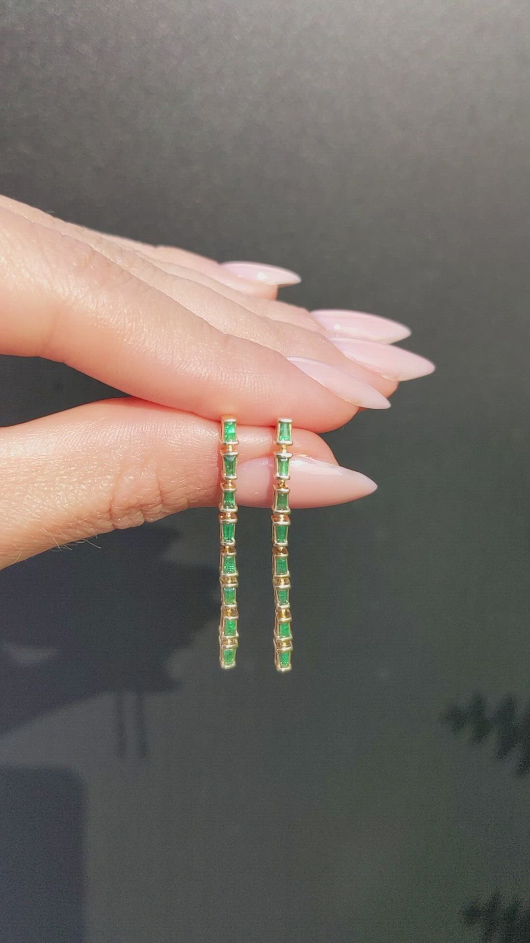 0.56 Ct.Tw. Emerald Drops Earrings, 14K Yellow Gold Size Video